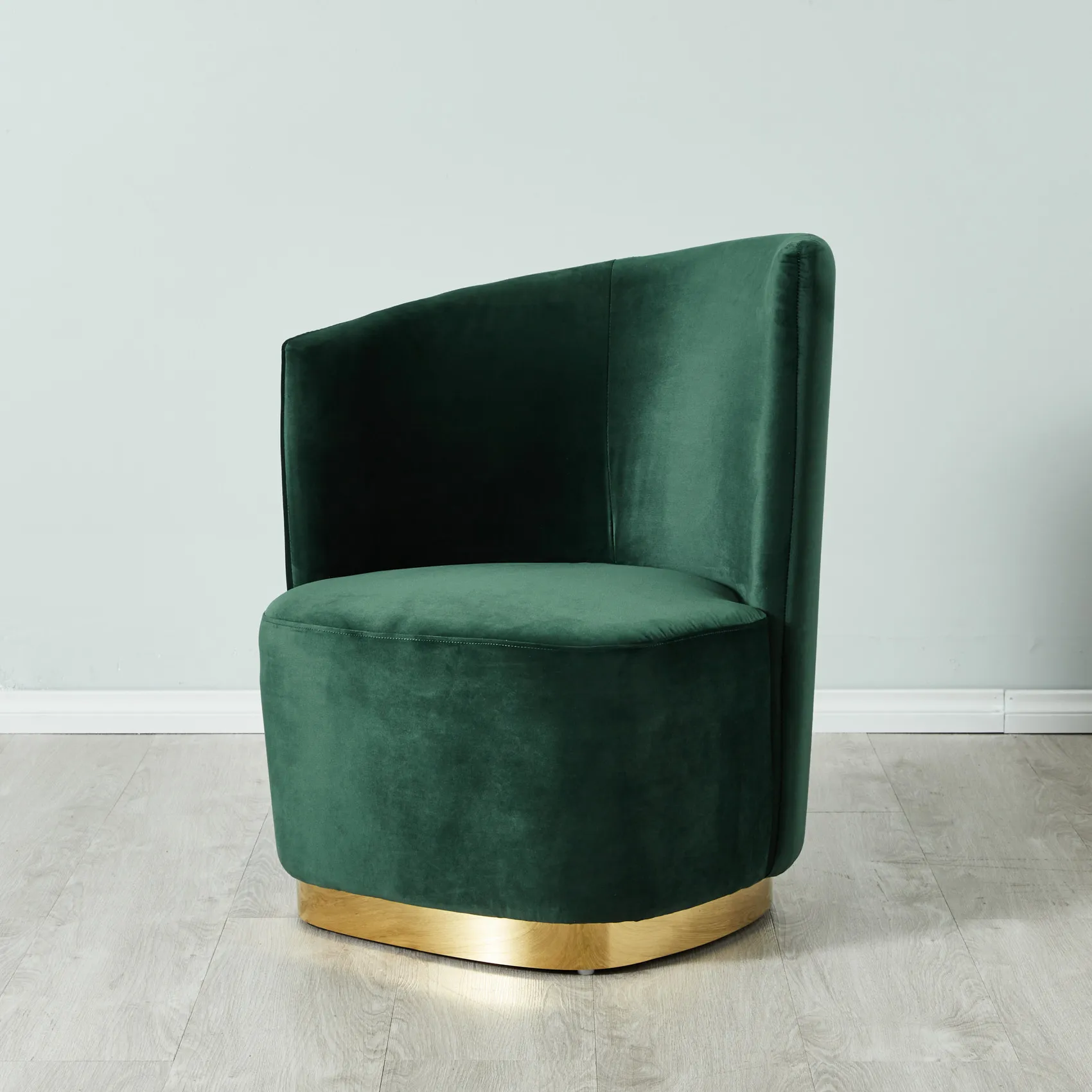 Reina Asymmetrical Pine Green Velvet Chair - Left Apex