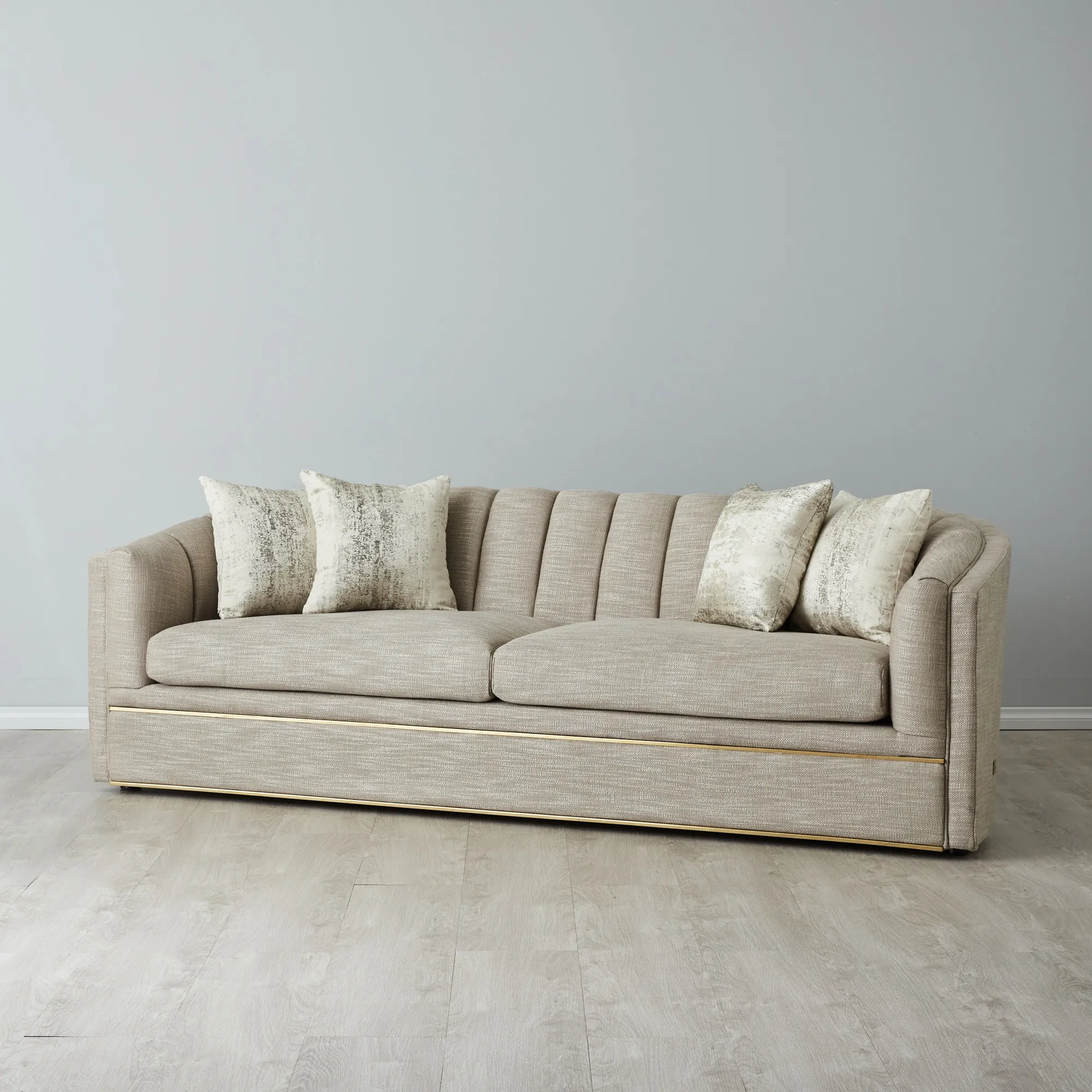 Sheppard Khaki Woven Fabric 3-Seater Sofa
