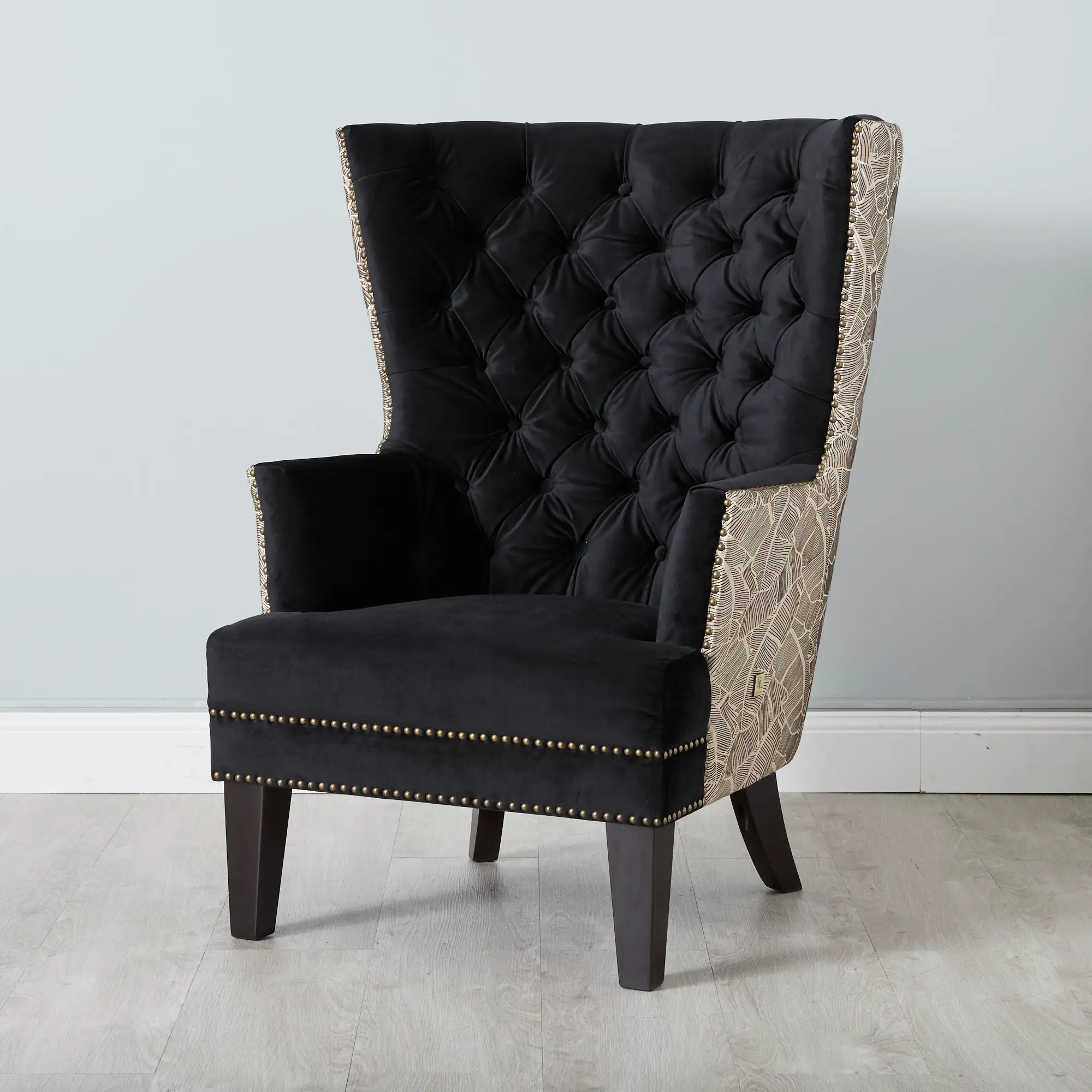 Boudicca Black Velvet with Back Pattern Armchair