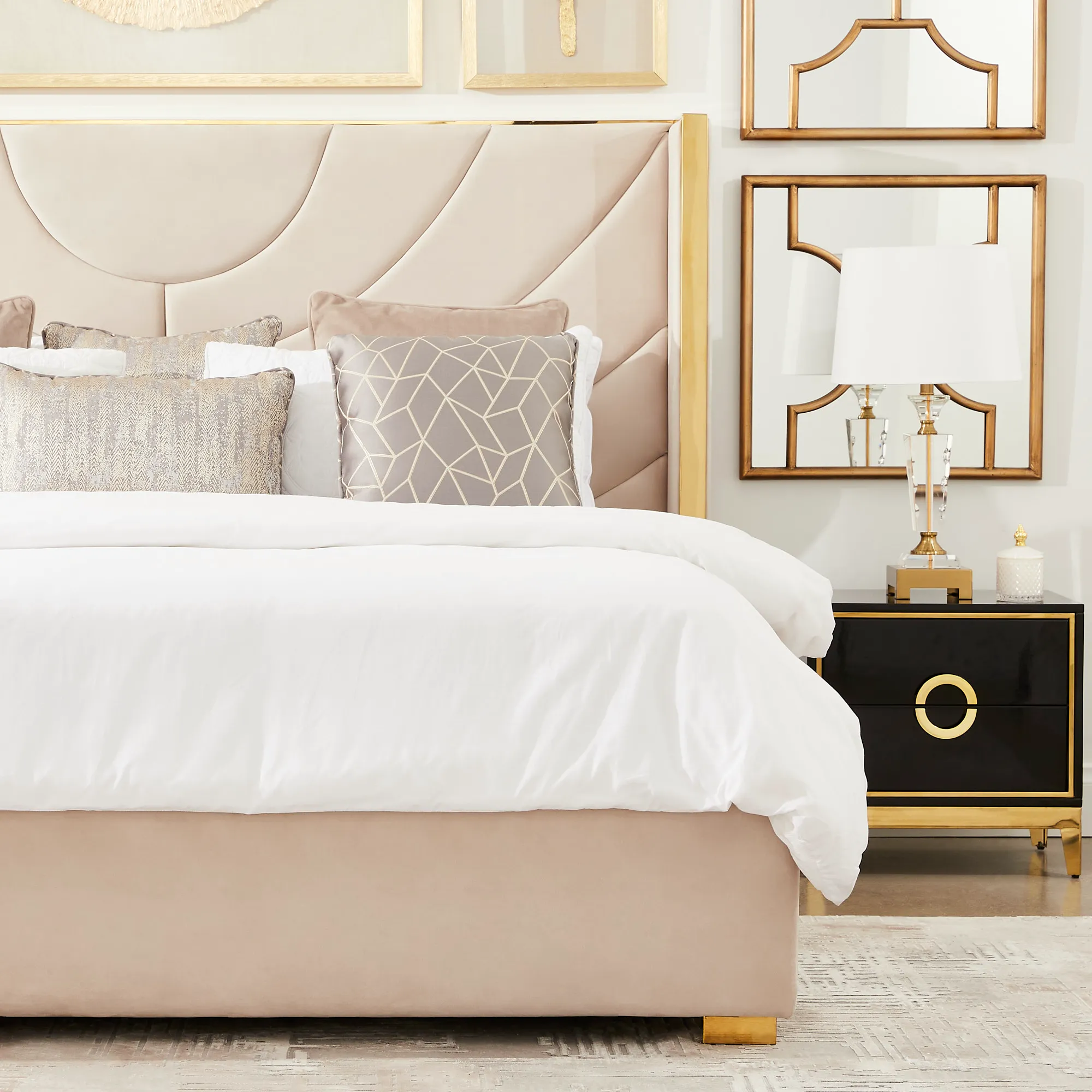 Gertrude Cream Velvet King Bed
