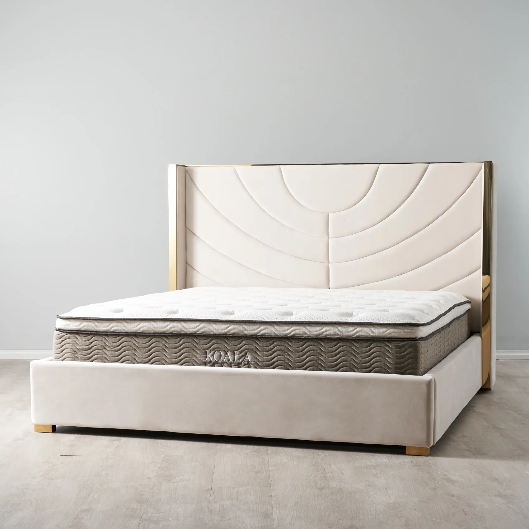 Gertrude Cream Velvet King Bed