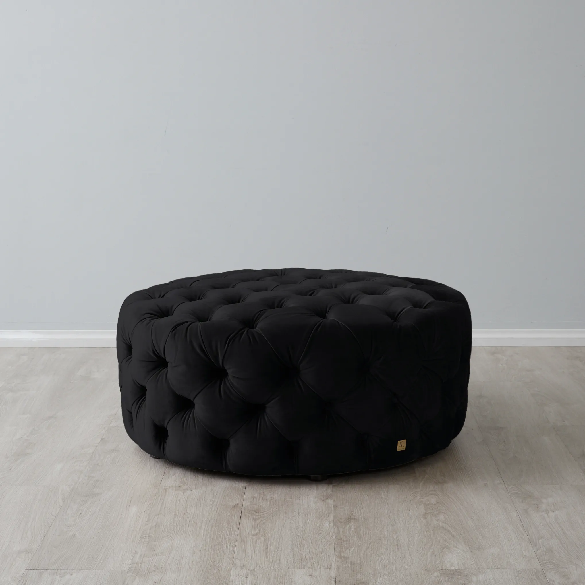 Kelly Black Velvet Ottoman