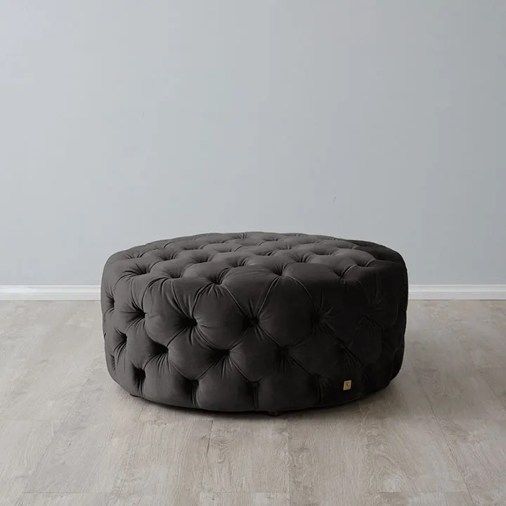 Kelly Charcoal Velvet Ottoman
