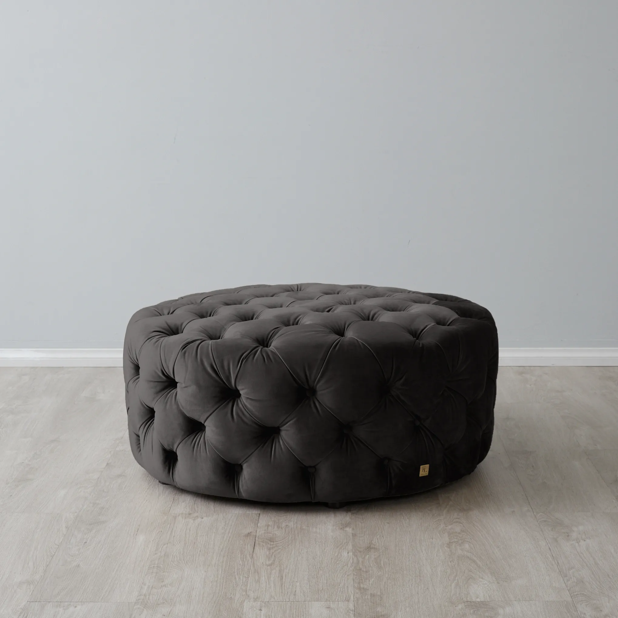 Kelly Charcoal Velvet Ottoman