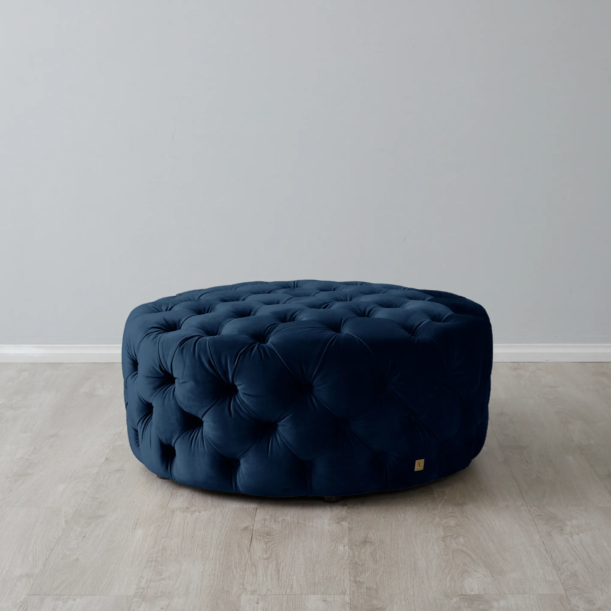 Kelly Navy Blue Velvet Ottoman