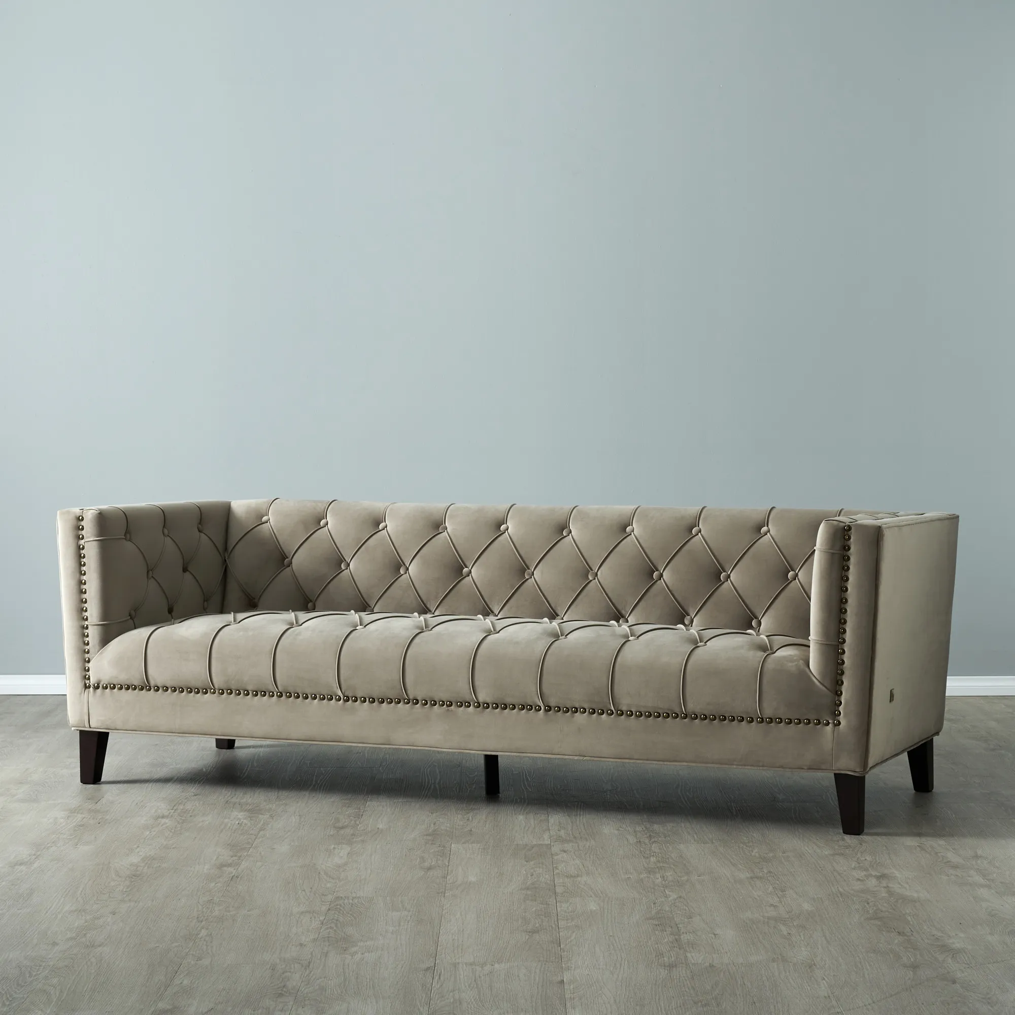 Manuel Beige Velvet 3-Seater Sofa 