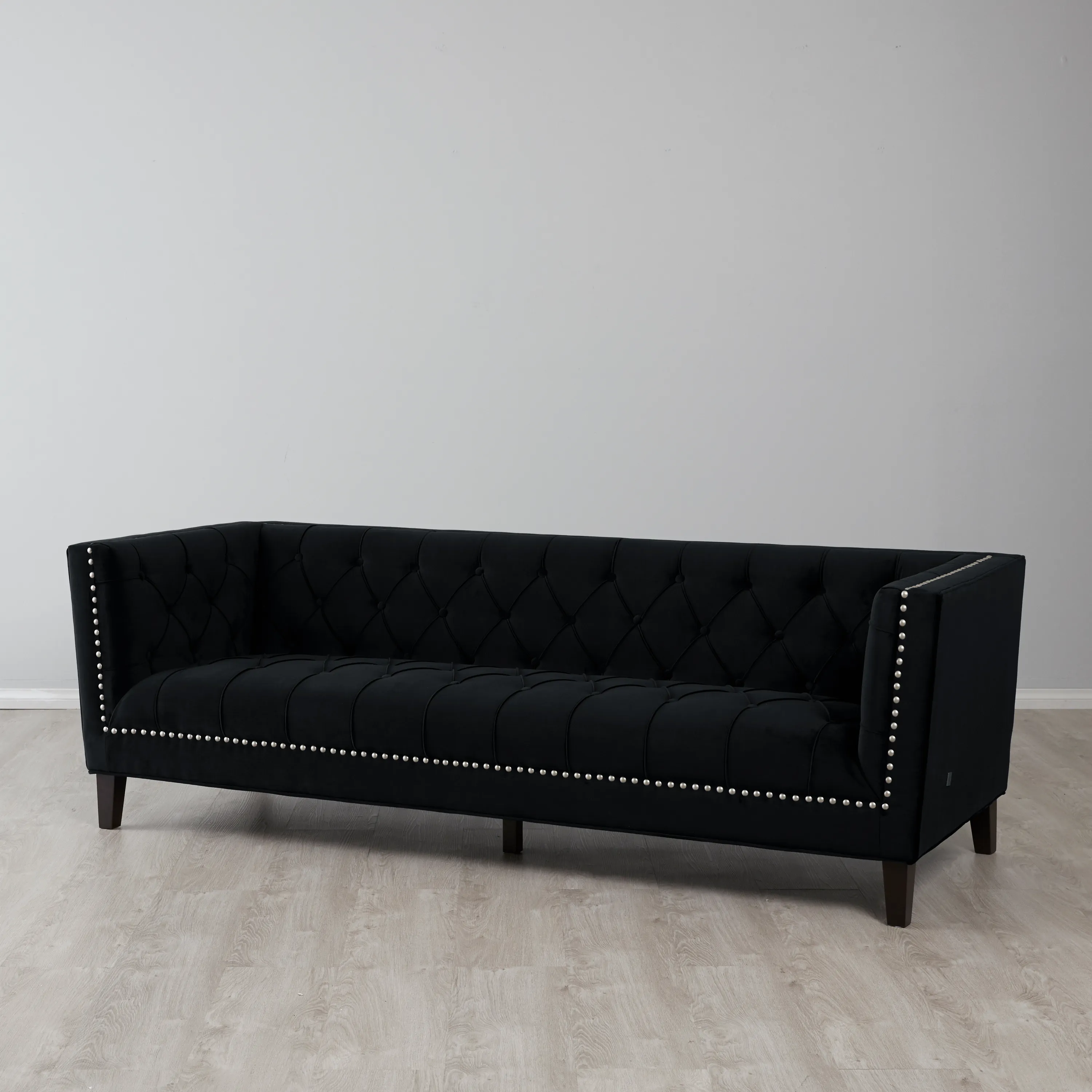 Manuel Black Velvet 3-Seater Sofa 