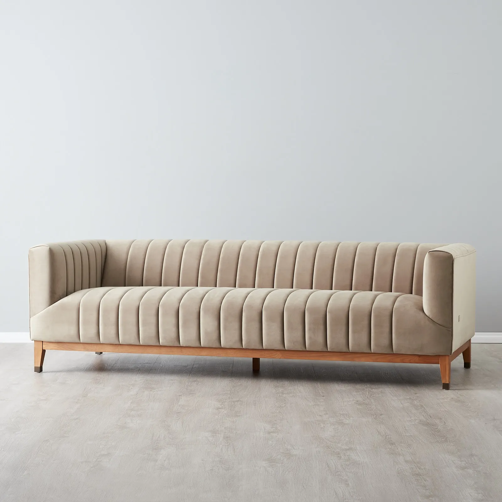 Astoria III Beige Velvet 3-Seater Sofa 