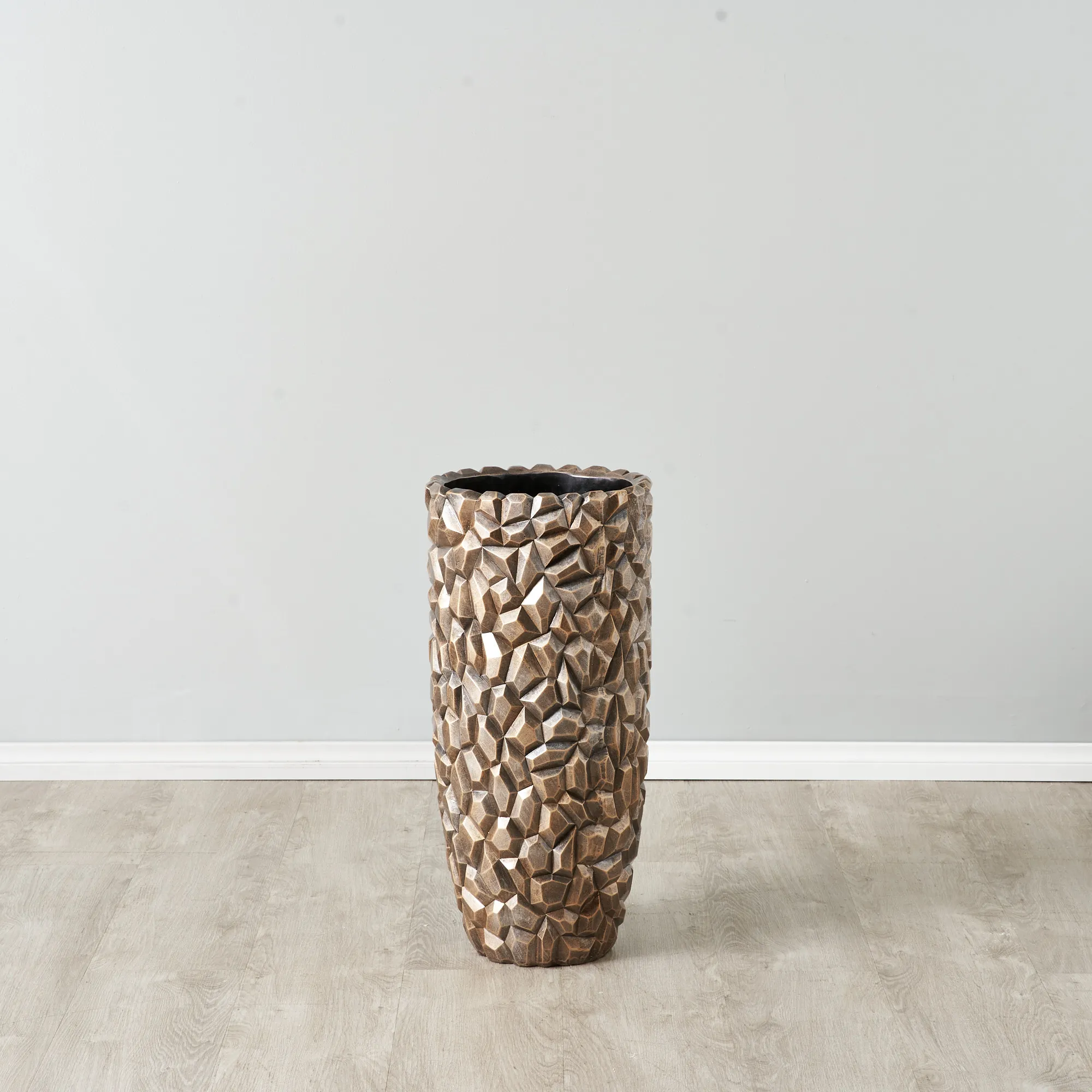 Polished Rockpile Antique Gold Vase - Large