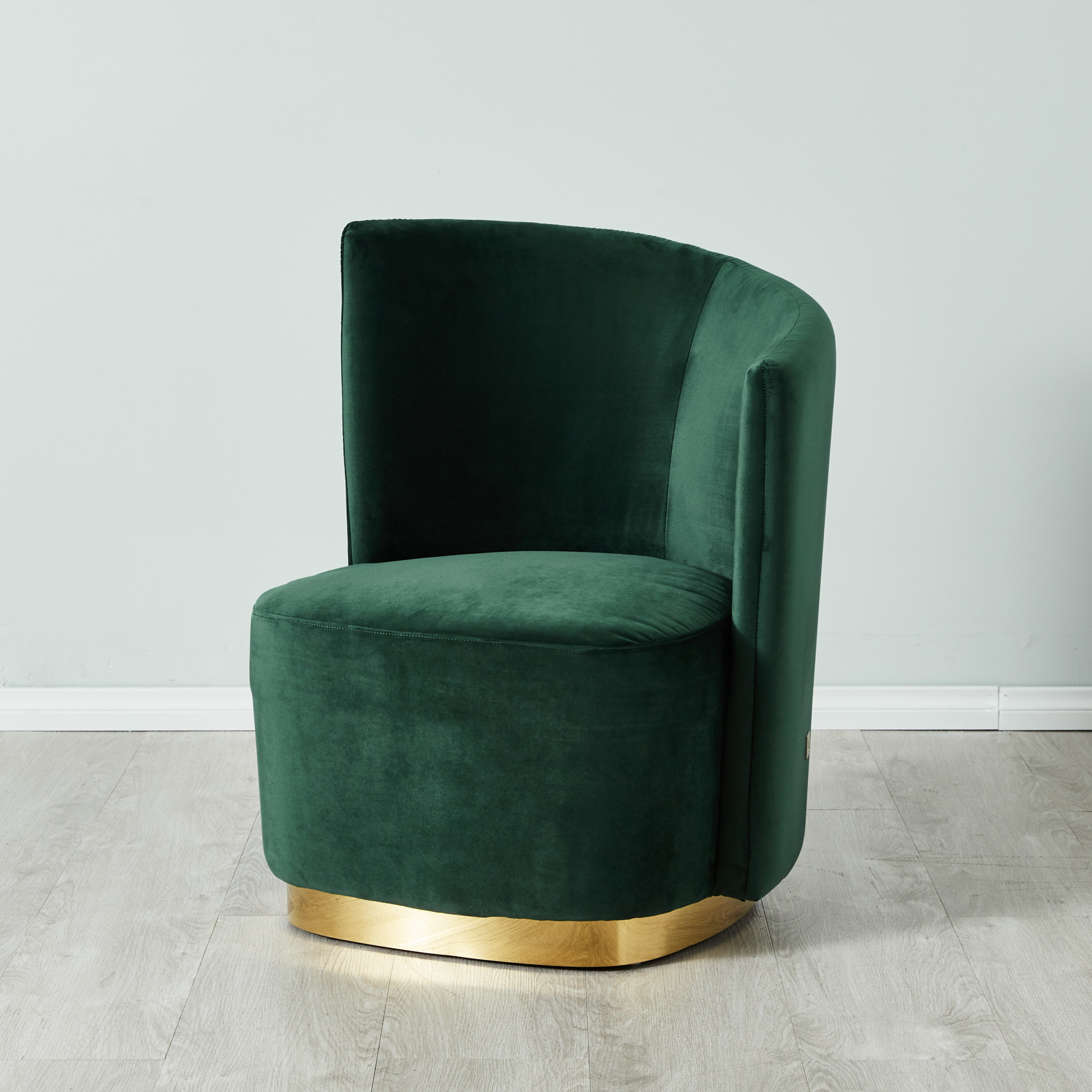 Reina Asymmetrical Pine Green Velvet Chair - Right Apex
