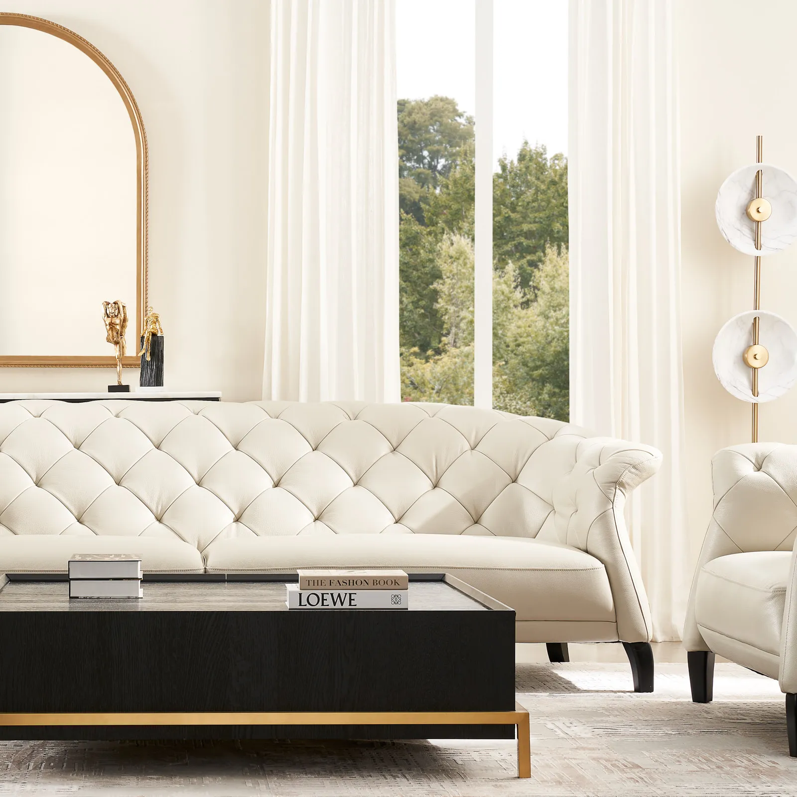 Regal Taupe Leather 3-Seater Sofa 