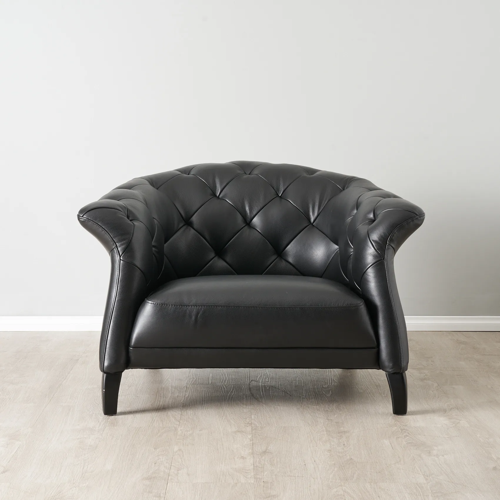 Regal Black Leather Single Seat Sofa