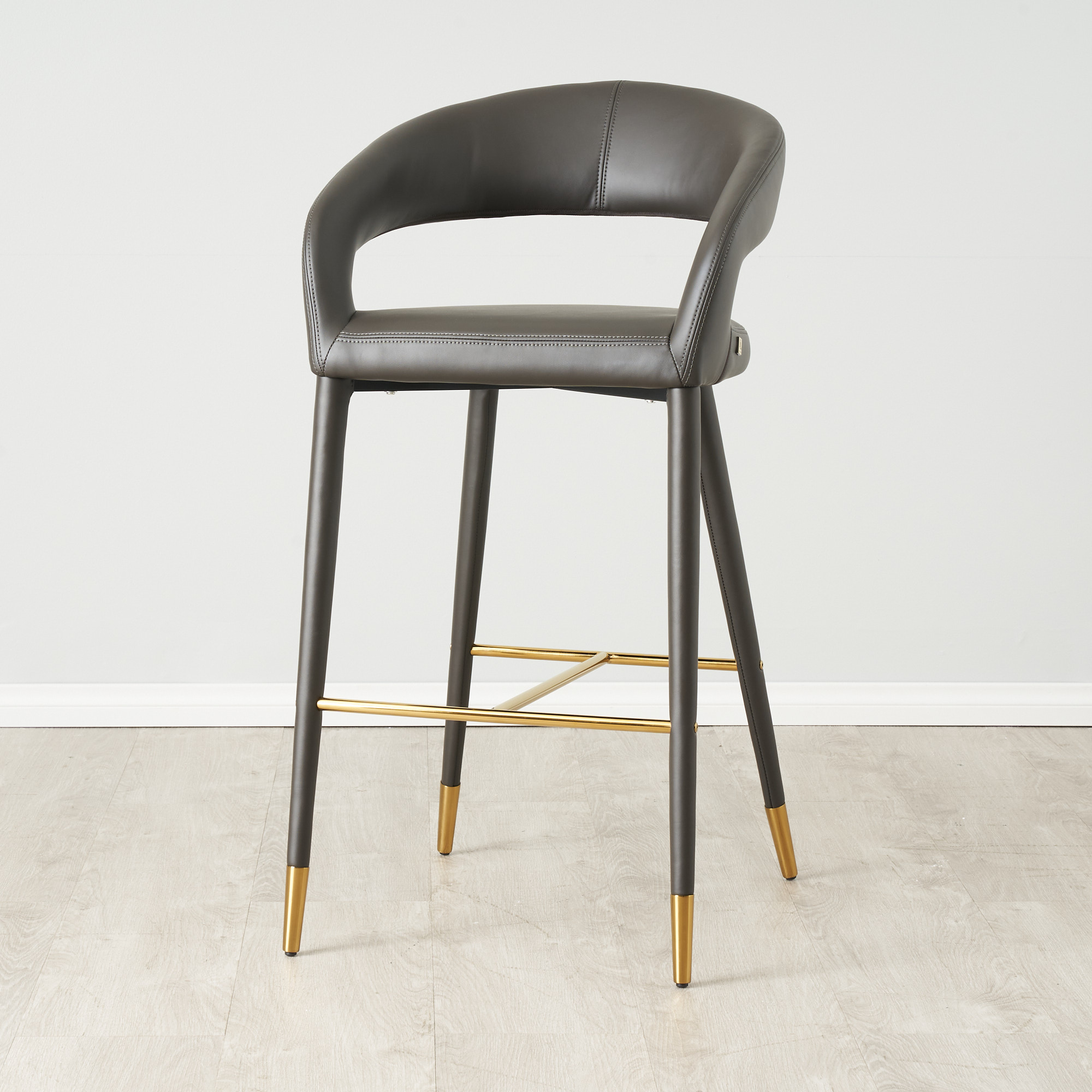Moulin Smoke Grey Vegan Leather Bar Stool 