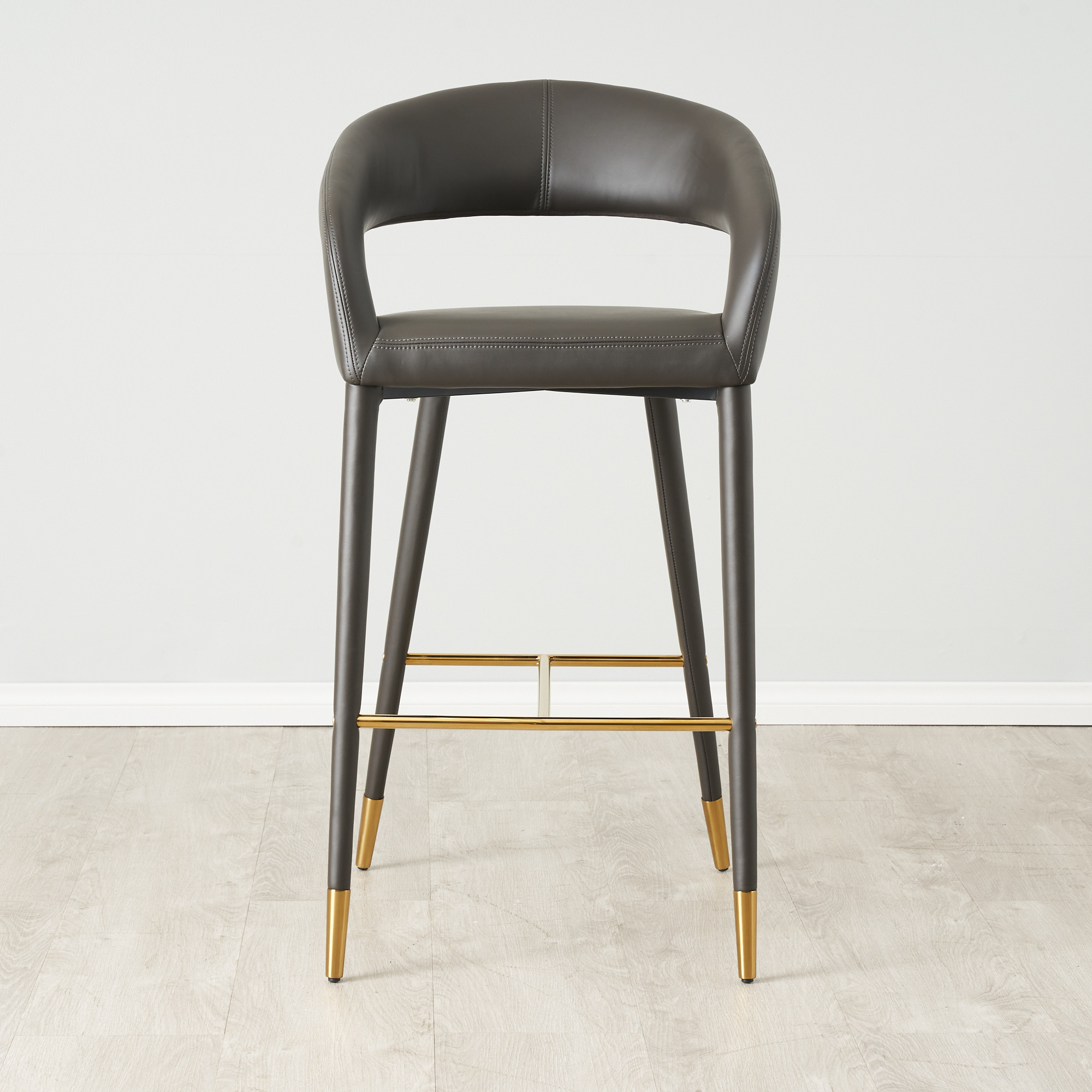 Moulin Smoke Grey Vegan Leather Bar Stool 