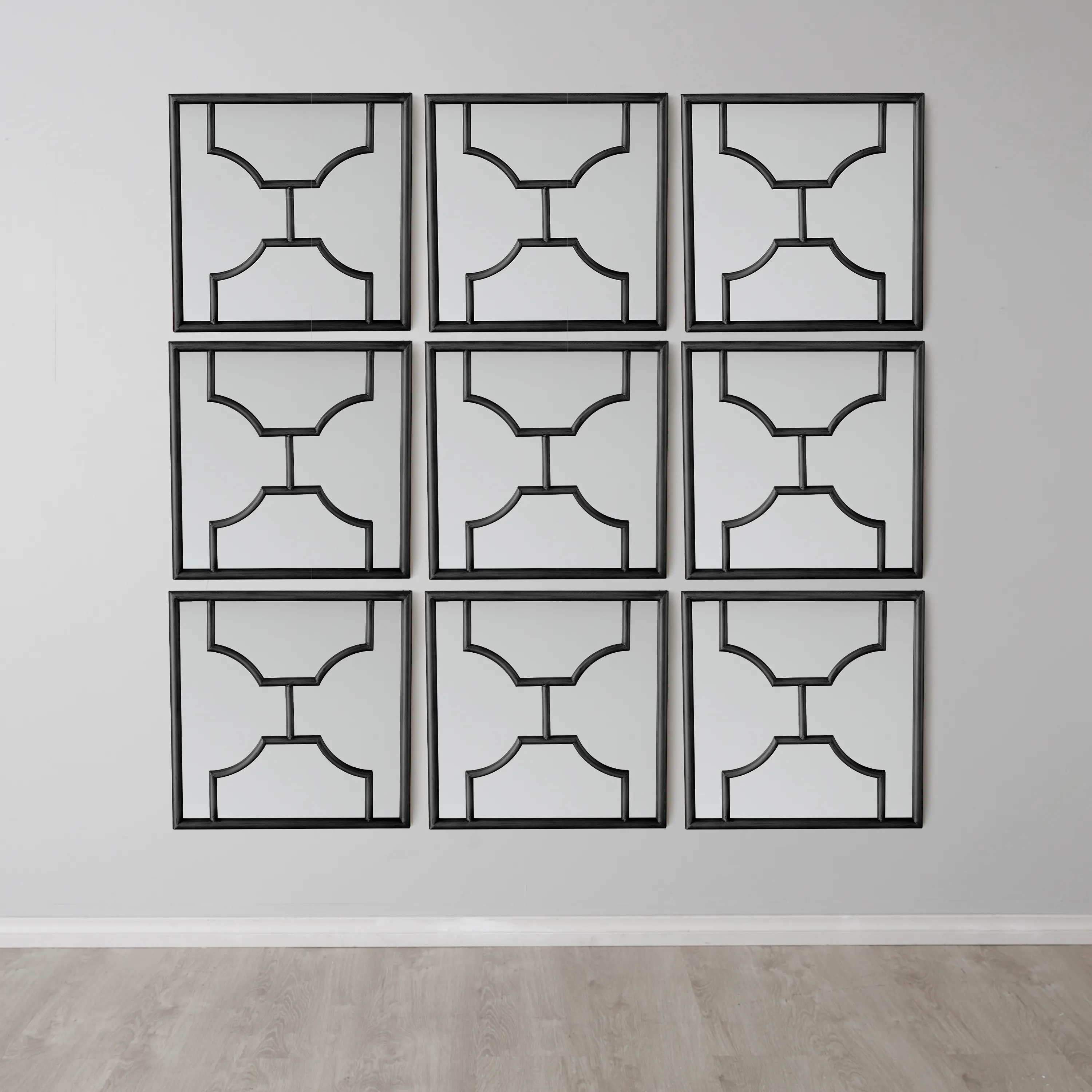 Tessellated Black Square Mirror 