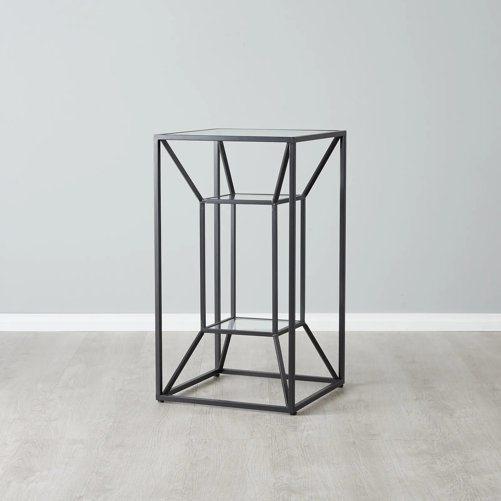 Laila Glass Side Table - Black Iron Frame