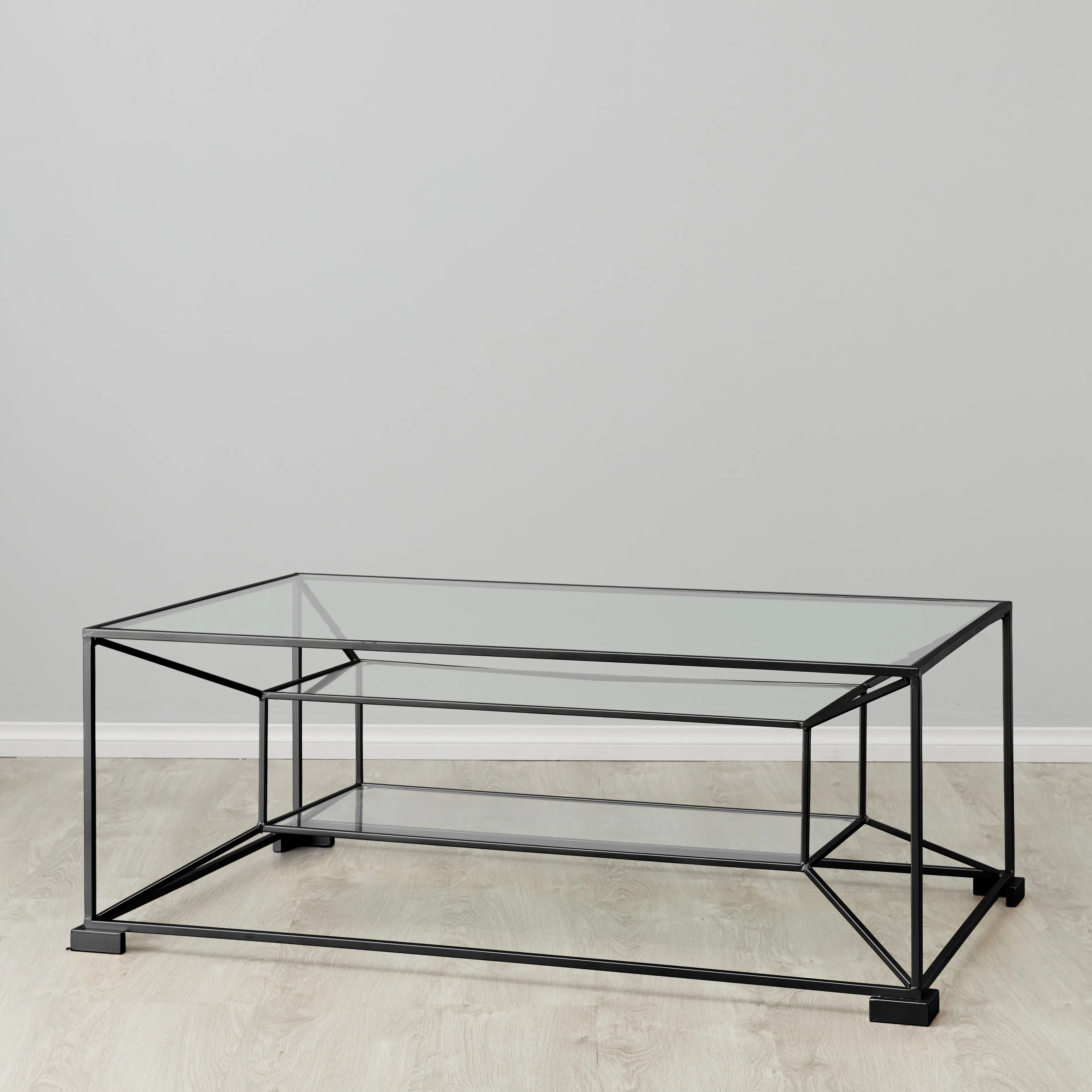 Laila Glass Coffee Table  - Black Iron Frame