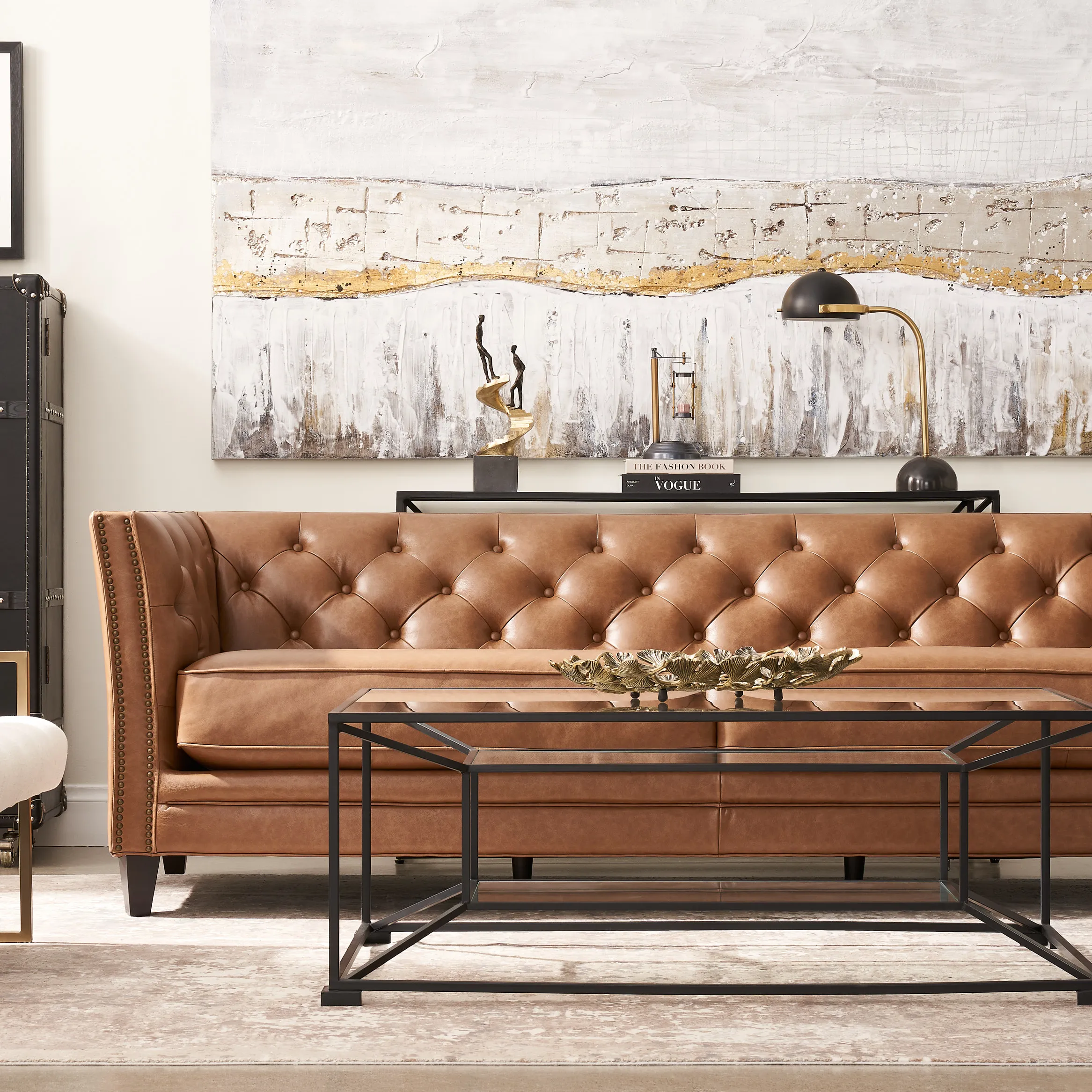 Russell Vintage Tan Leather 3-Seater Sofa