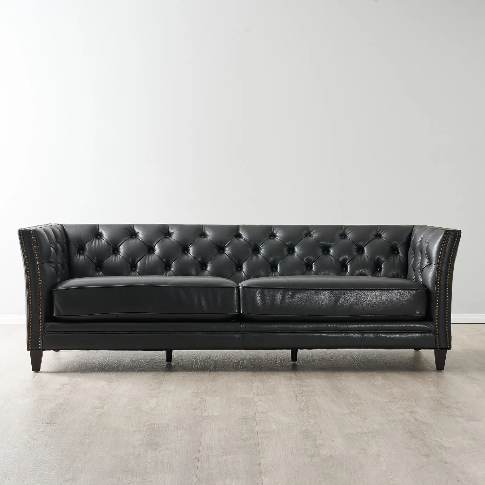Russell Black Leather 3-Seater Sofa 