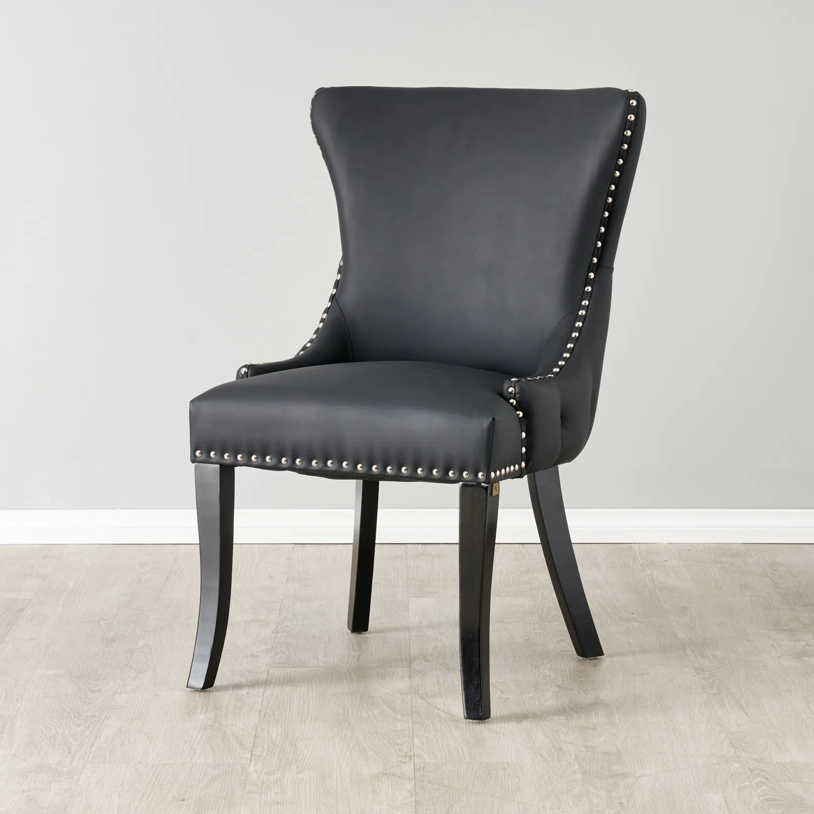Camille II Black Vegan Leather Dining Chair 