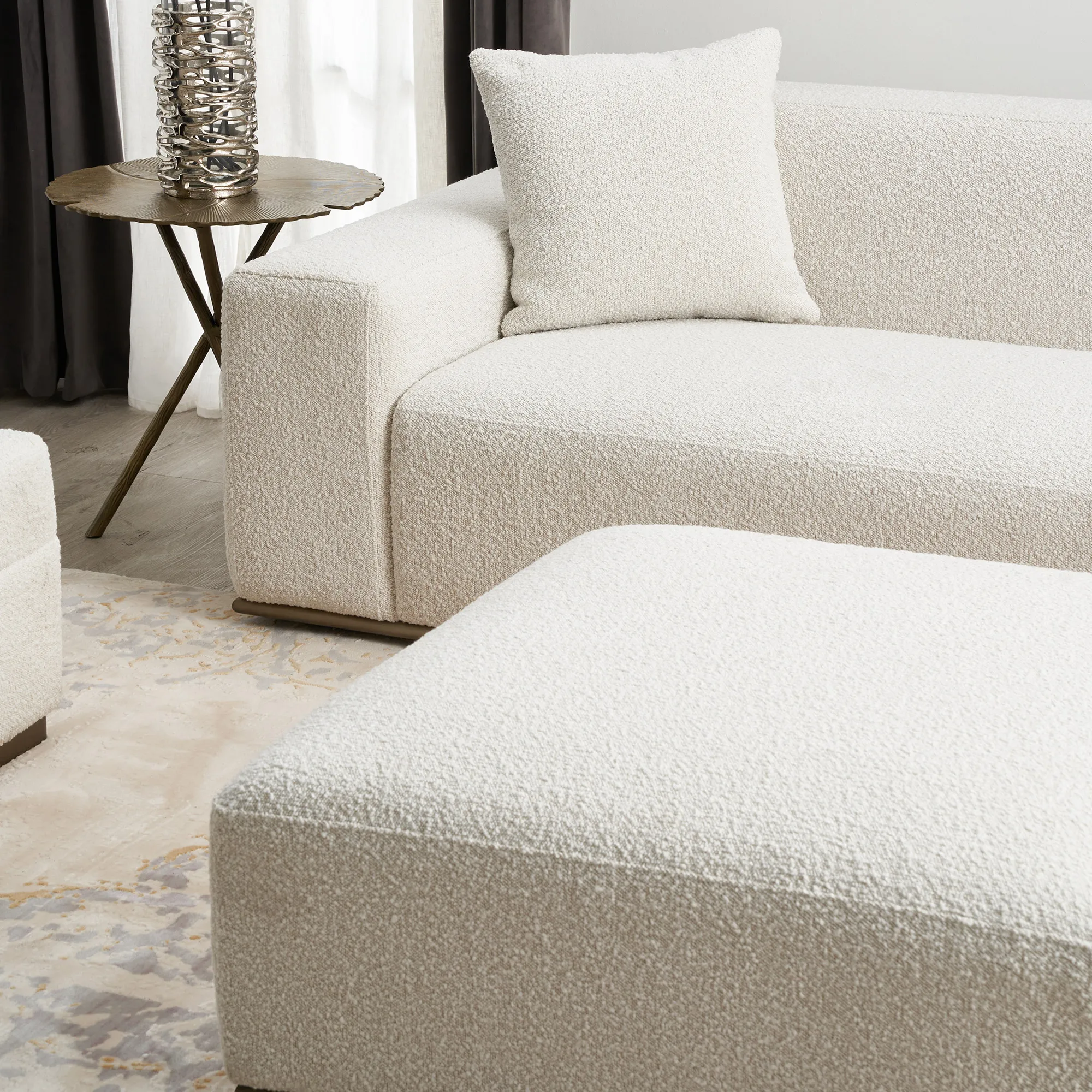 Callie Cream Boucle Ottoman