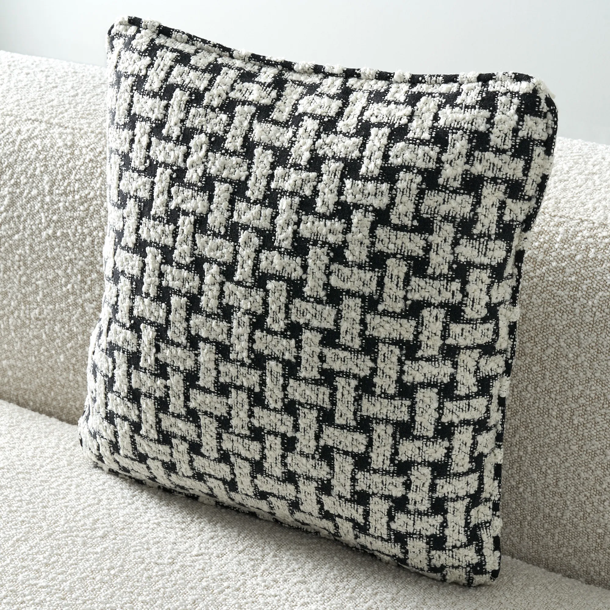 Arlo Charcoal and Cream Boucle Cushion