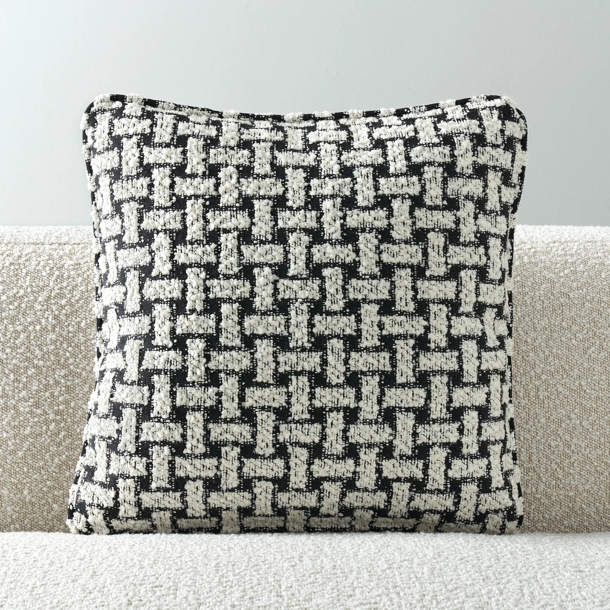 Arlo Charcoal and Cream Boucle Cushion