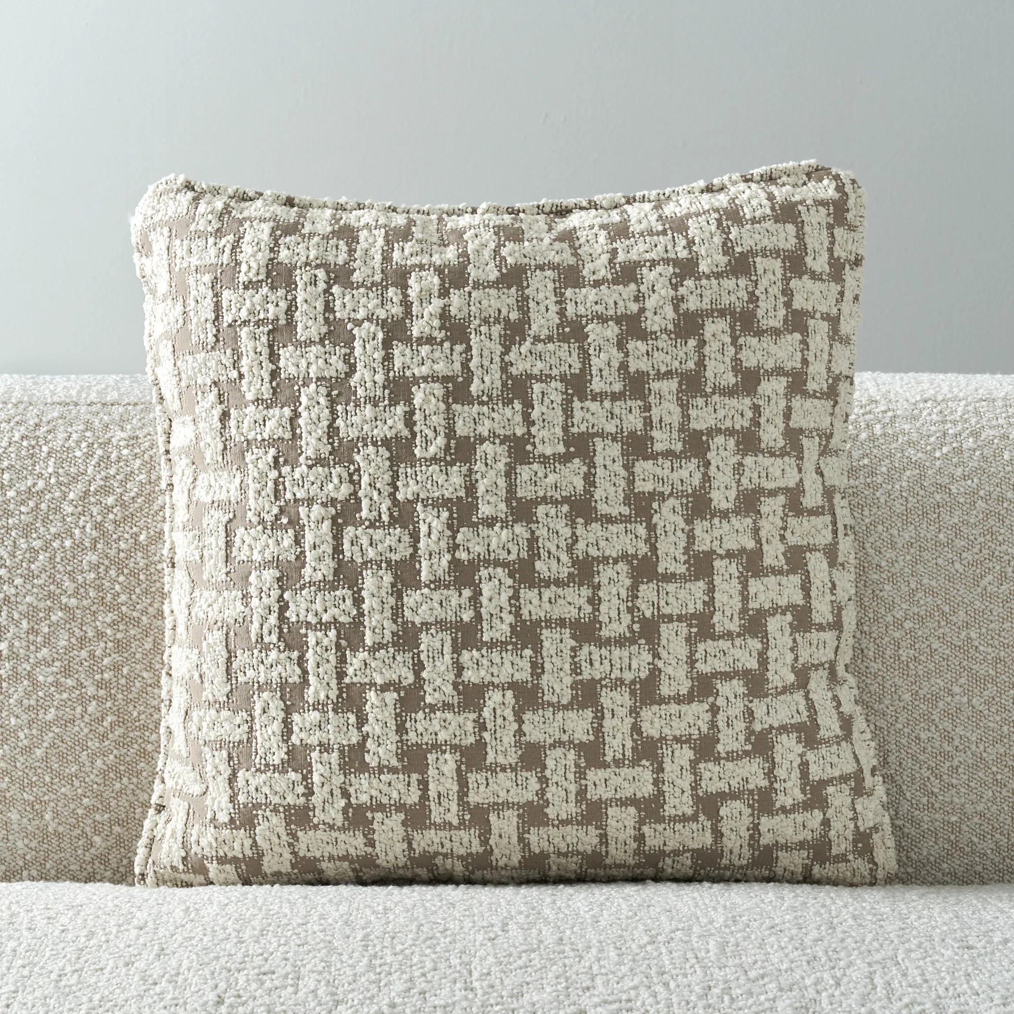 Arlo Light Grey and Cream Boucle Cushion