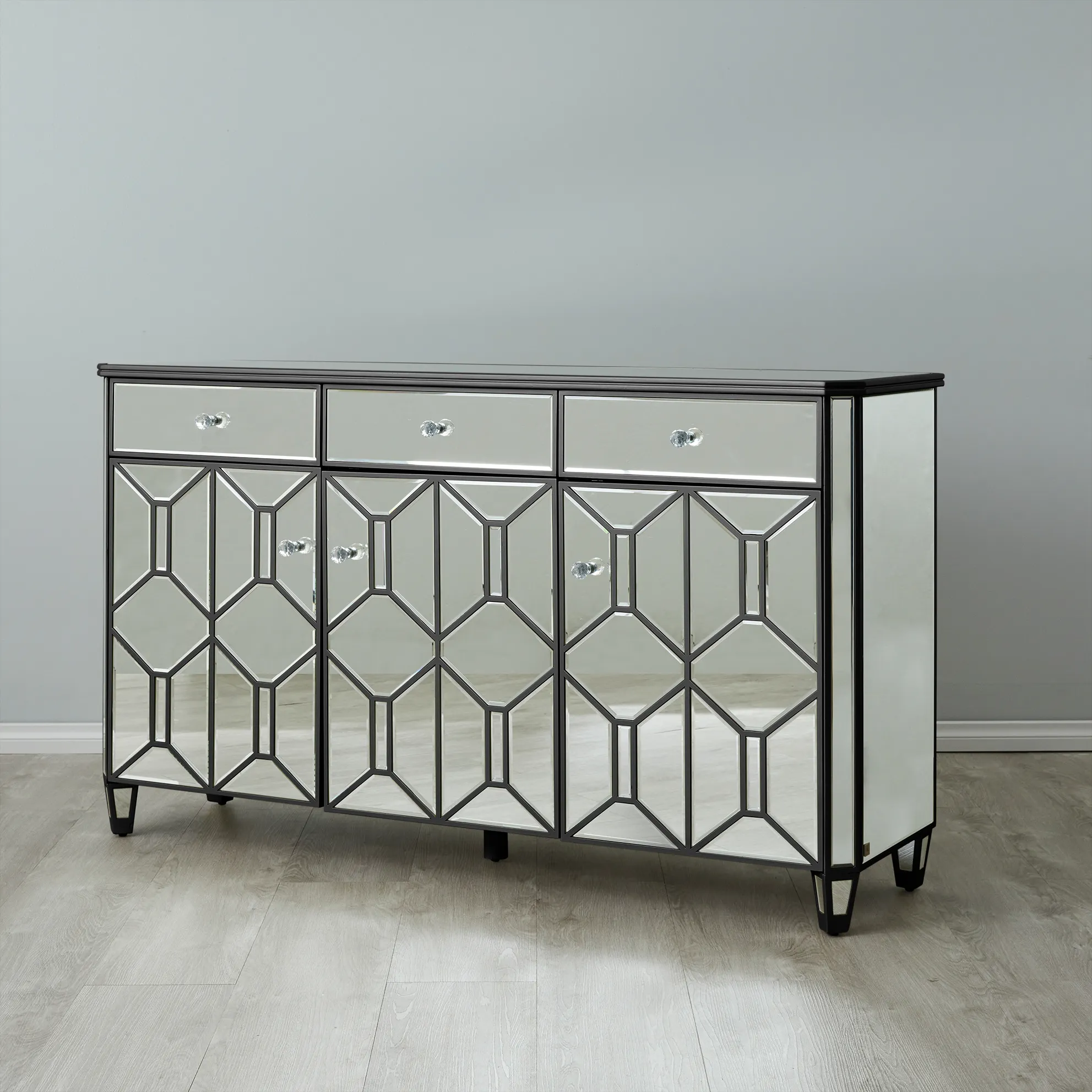 Madeleine Mirror Dining Cabinet - Black Frame