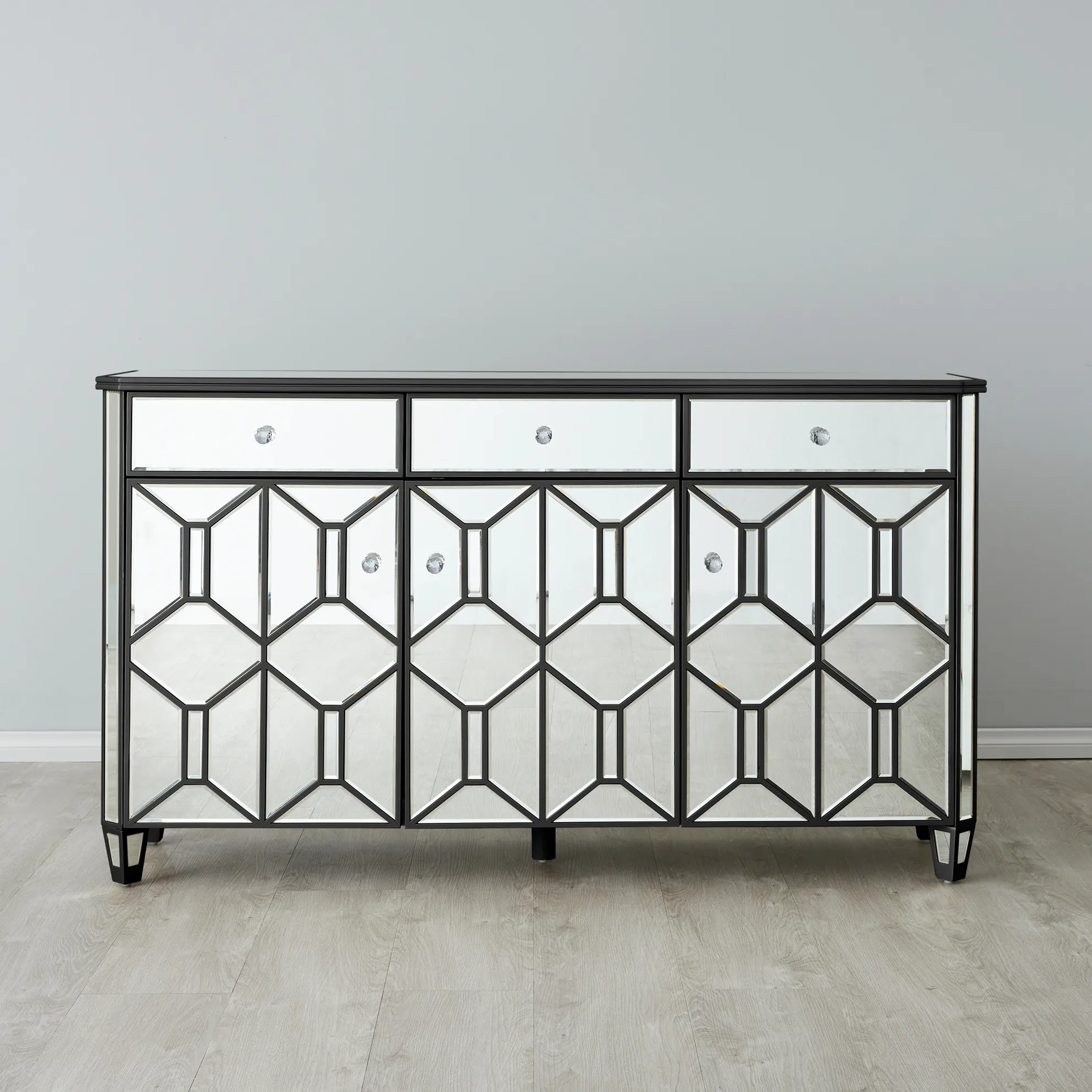 Madeleine Mirror Dining Cabinet - Black Frame