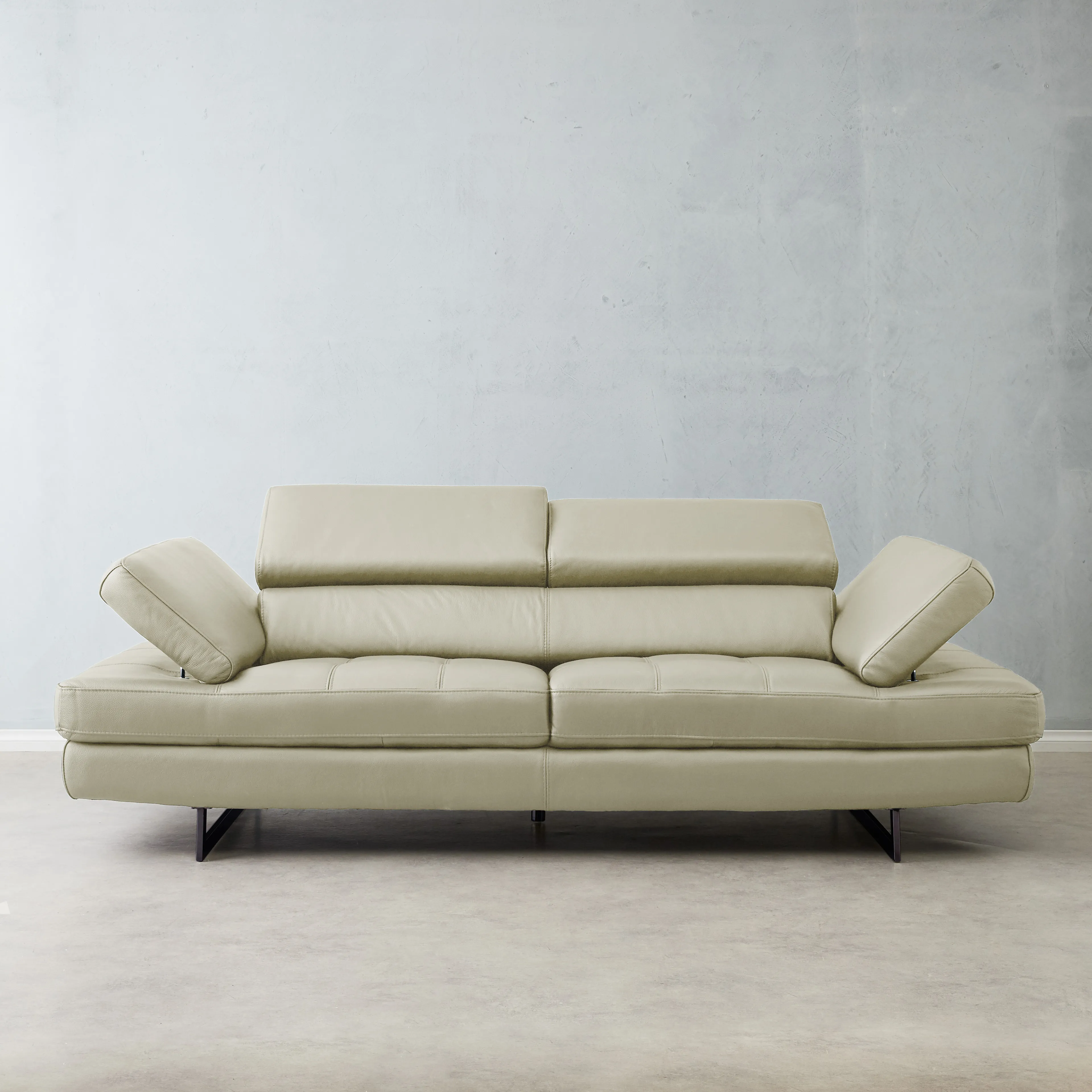 Lennox Almond Cream Leather 3-Seater Sofa