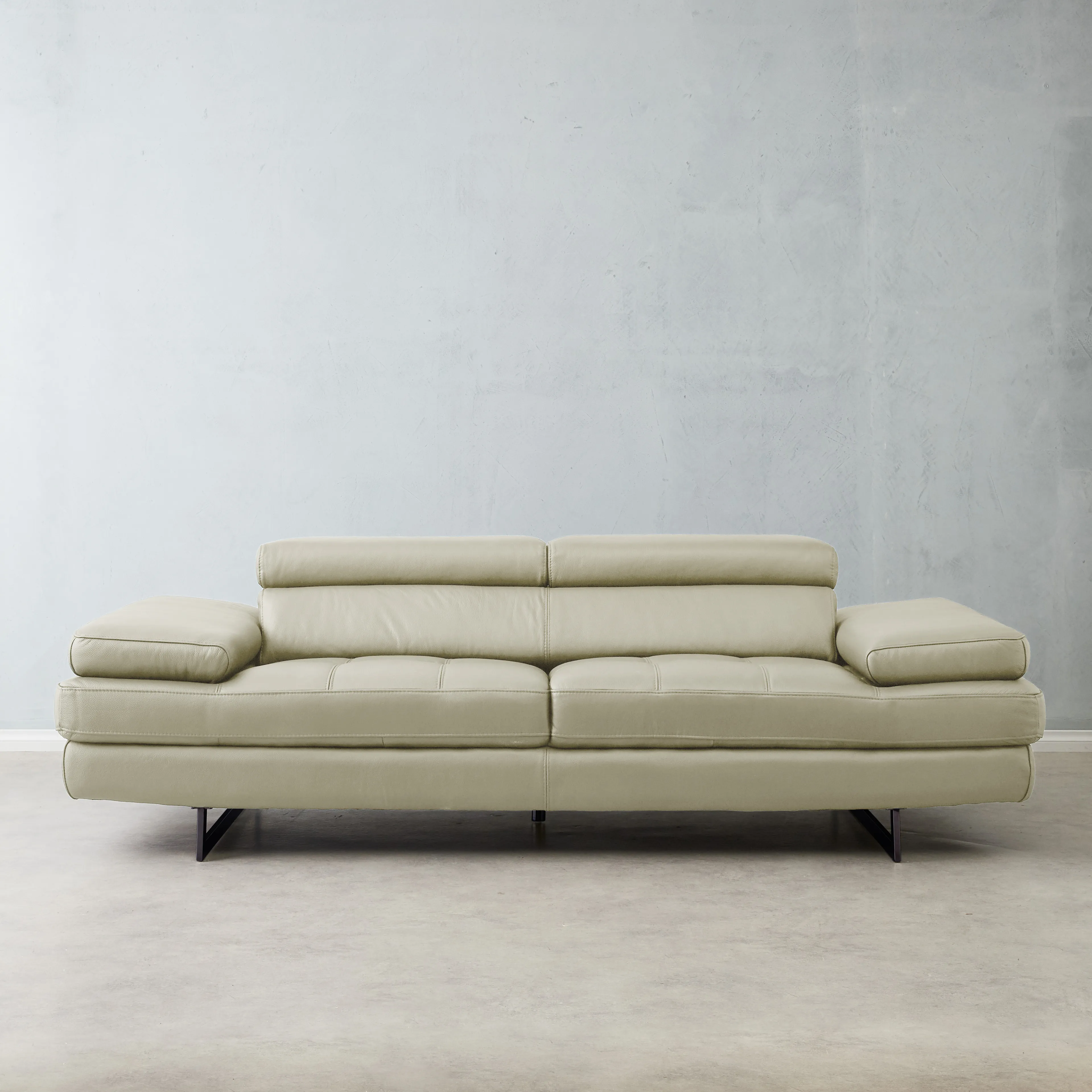 Lennox Almond Cream Leather 3-Seater Sofa