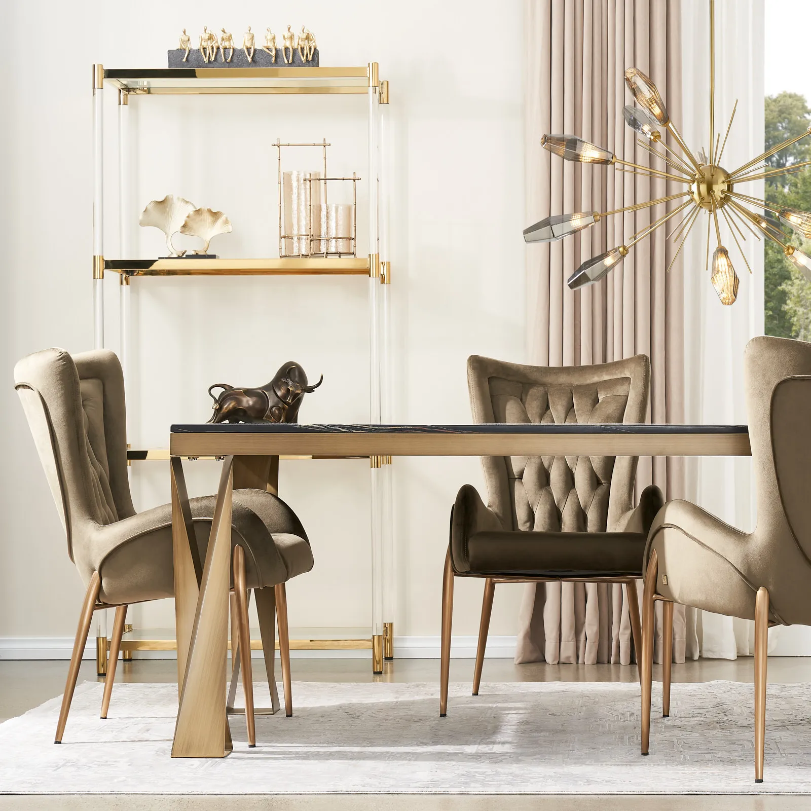 Henry Black Velvet Dining Chair - Black Nickel Legs