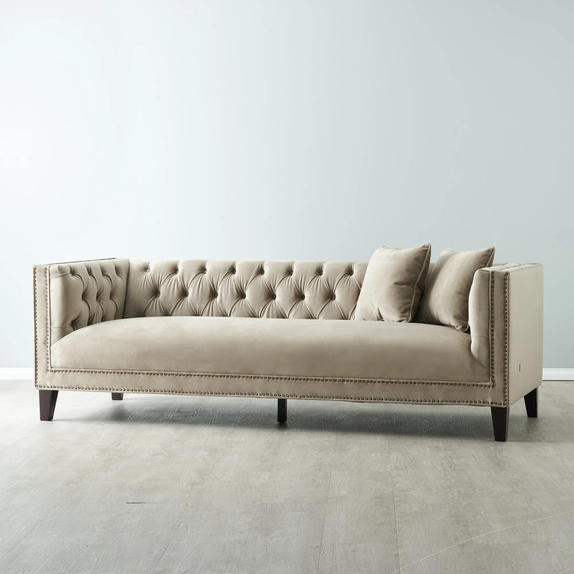 Vogue Beige Velvet 3 Seater Sofa 