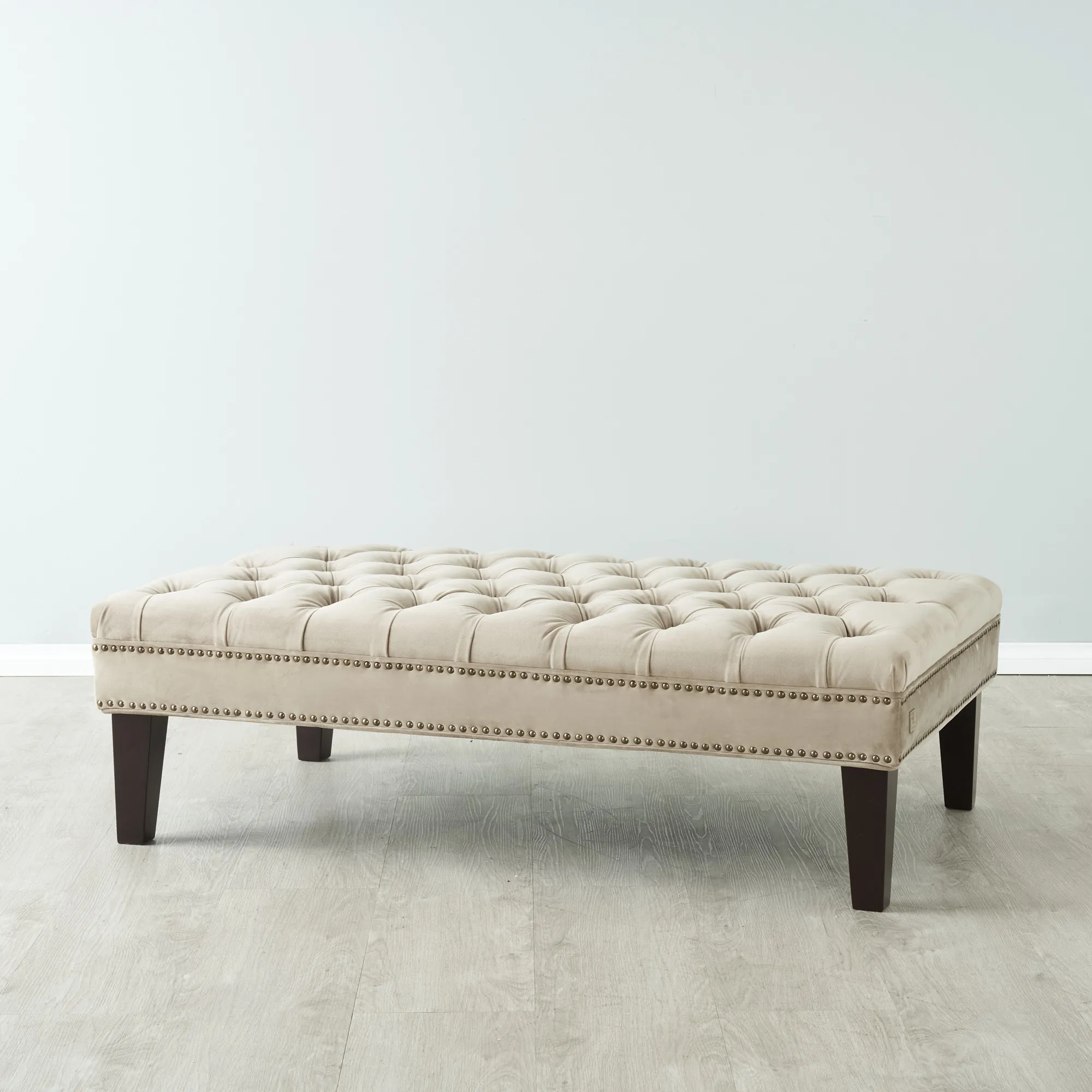 Vogue Beige Velvet Ottoman 