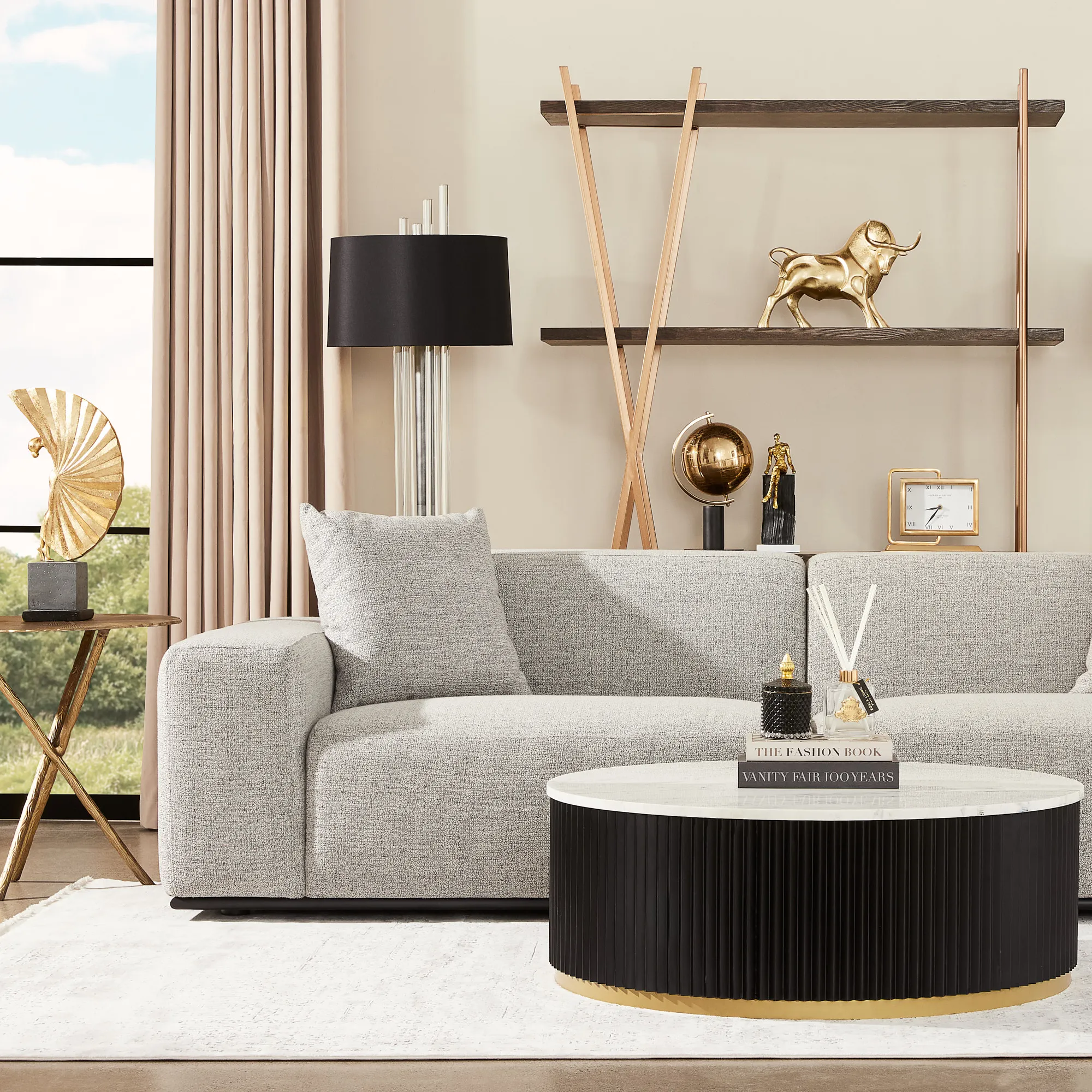 Erica Mid Grey Woven Fabric 3-Seater Sofa 