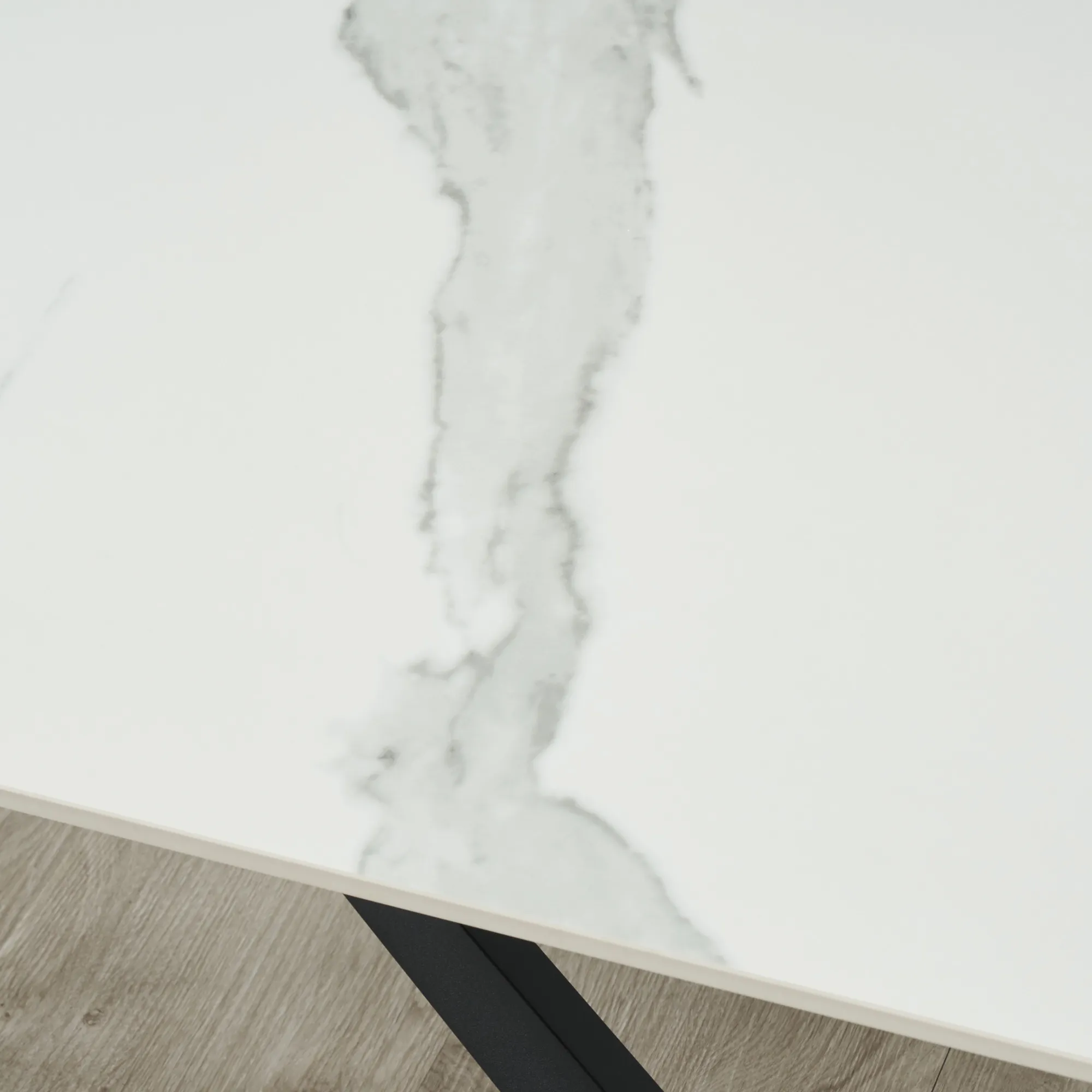 Lena White Sintered Stone Coffee Table - Black Legs