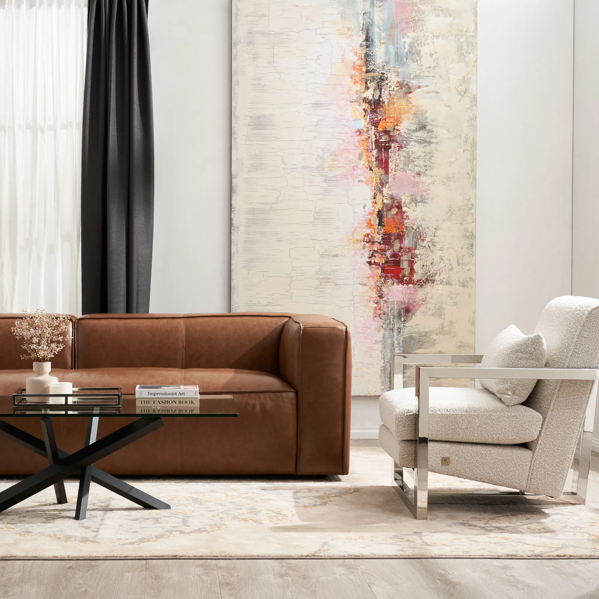 Lola Black Coffee Table  - Glass Top