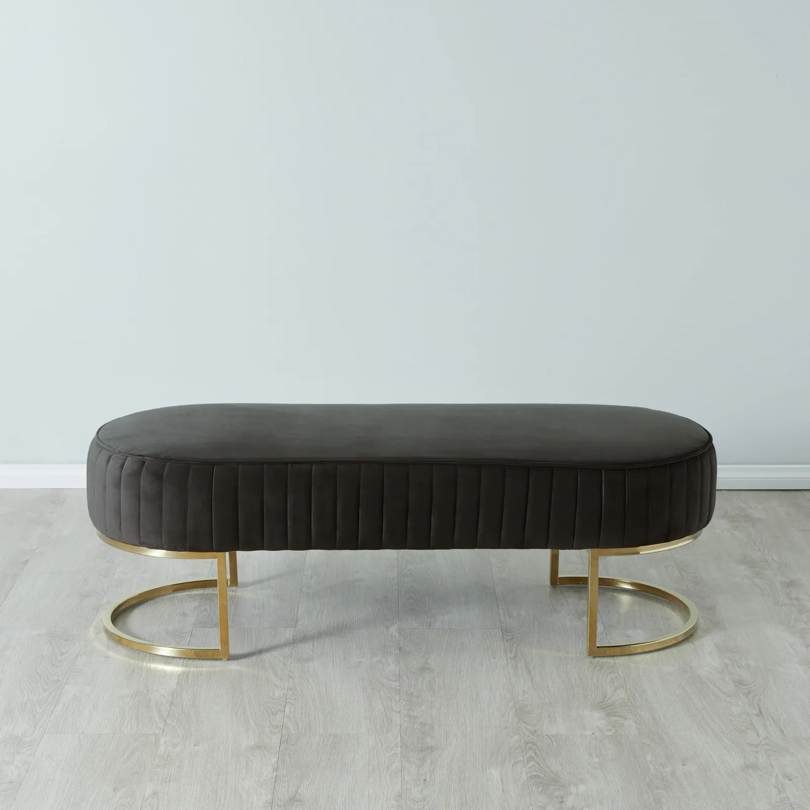 Hilda II Charcoal Velvet Ottoman 