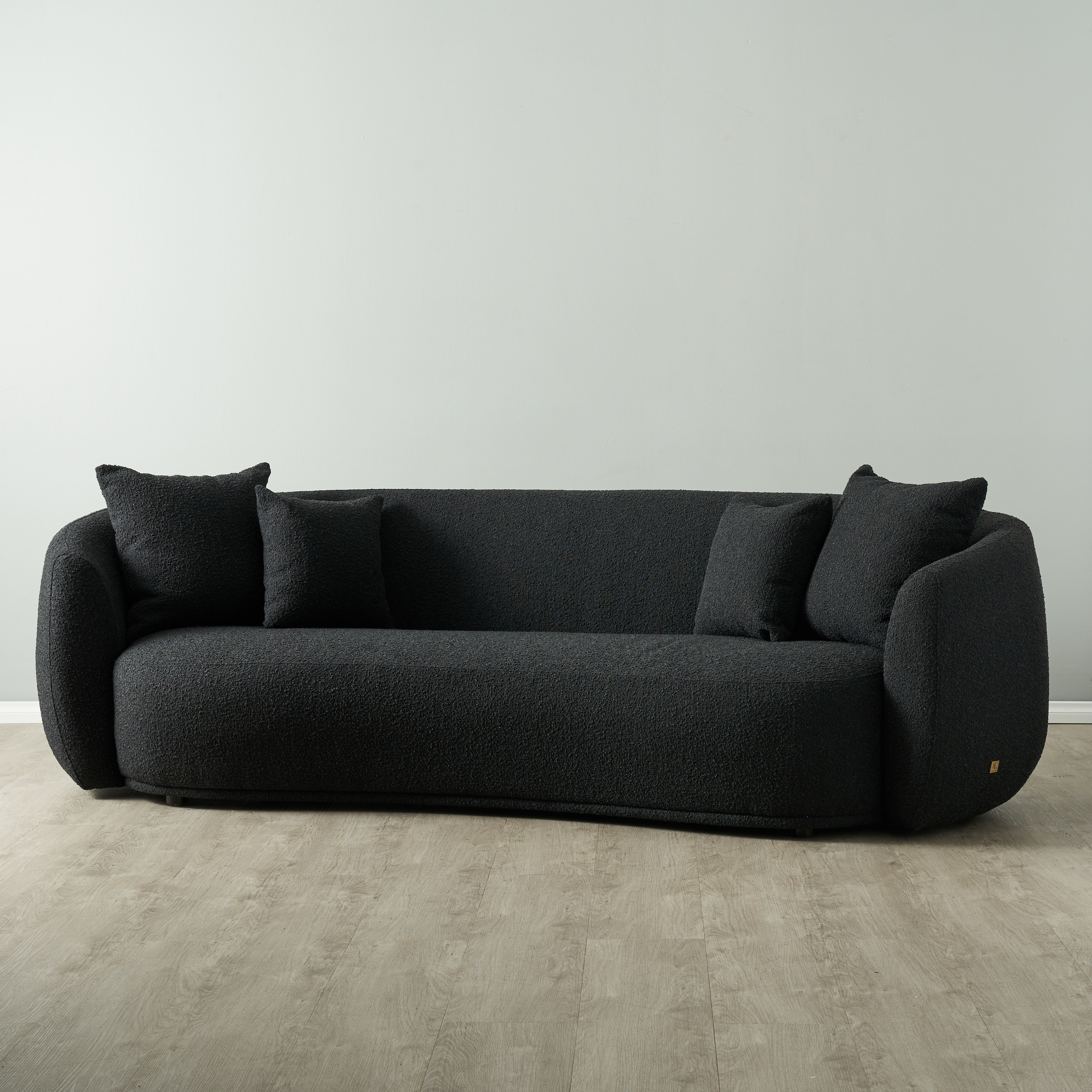 Everett Black Boucle 3-Seater Sofa