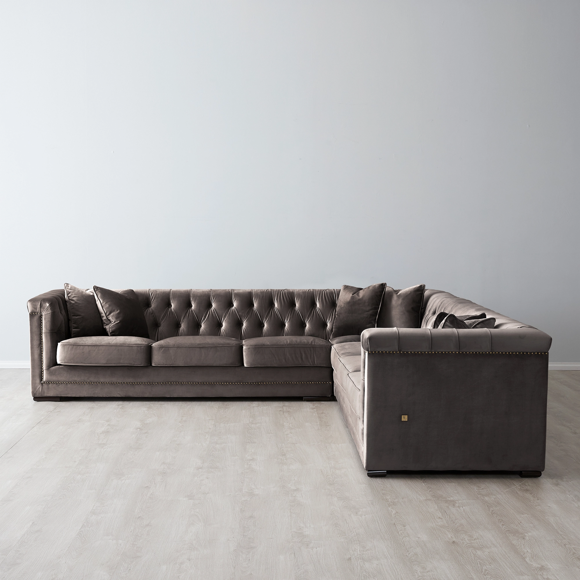 Audrey Mushroom Velvet Corner Sofa