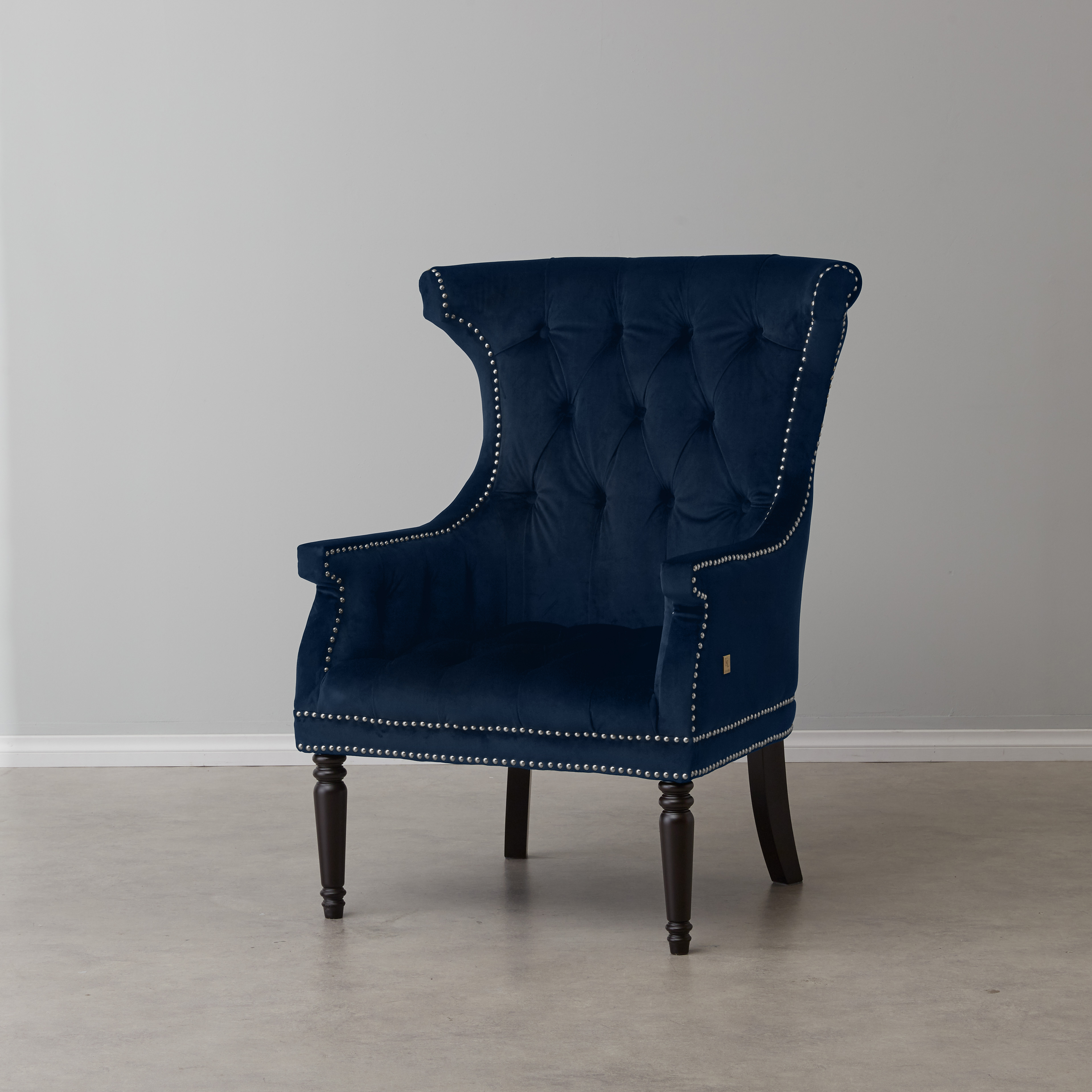 Deco Navy Blue Velvet Armchair