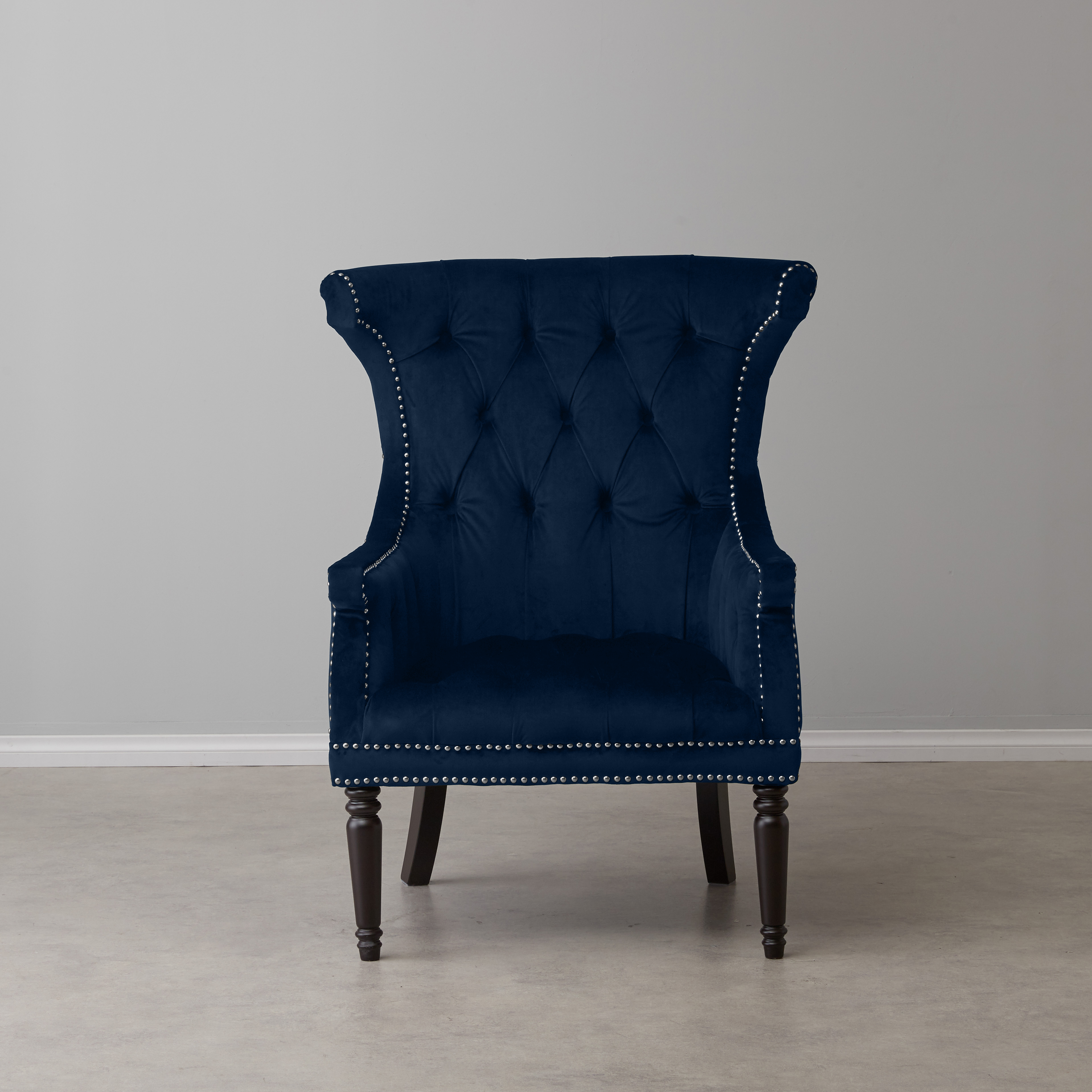 Deco Navy Blue Velvet Armchair