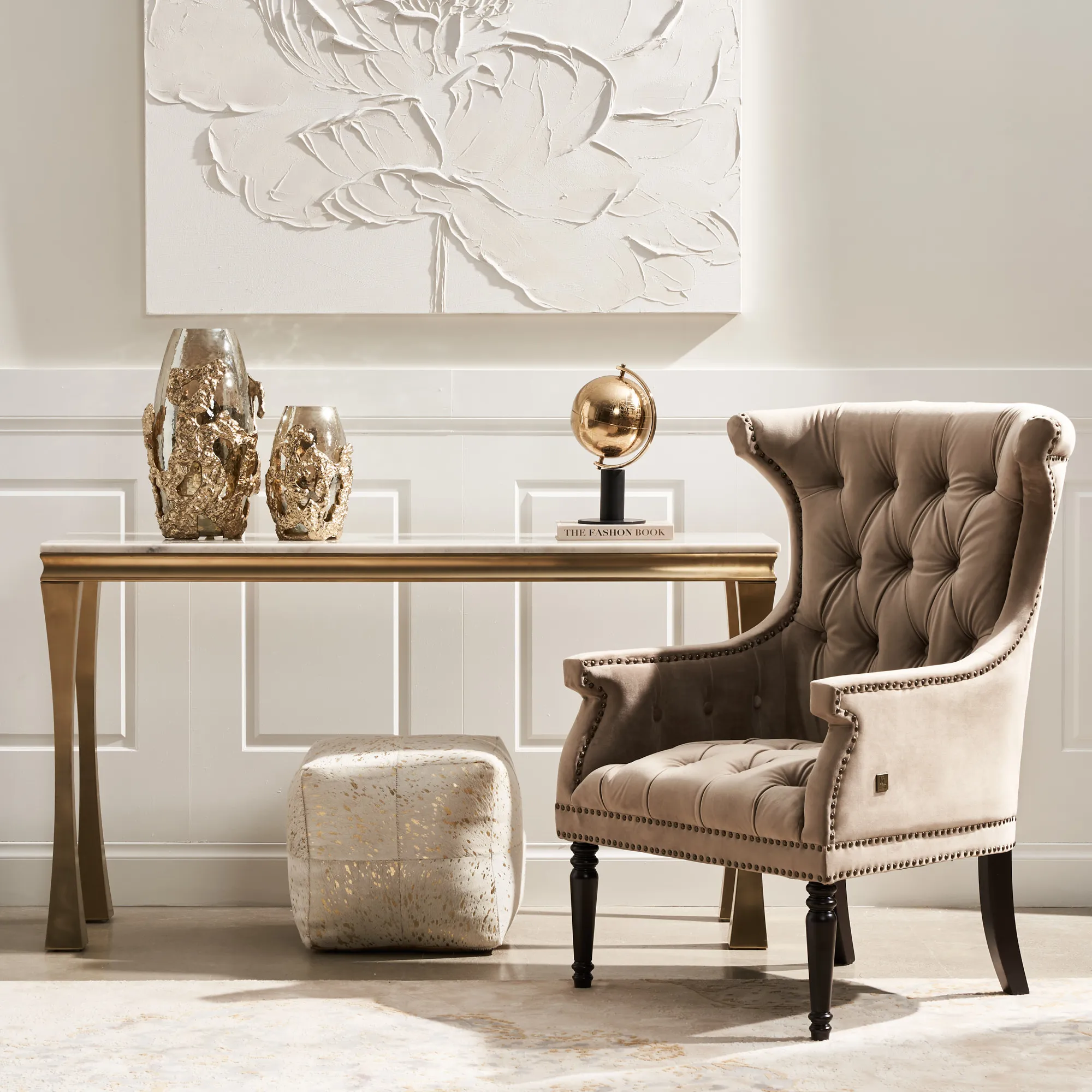 Deco Peacock Blue Velvet Armchair