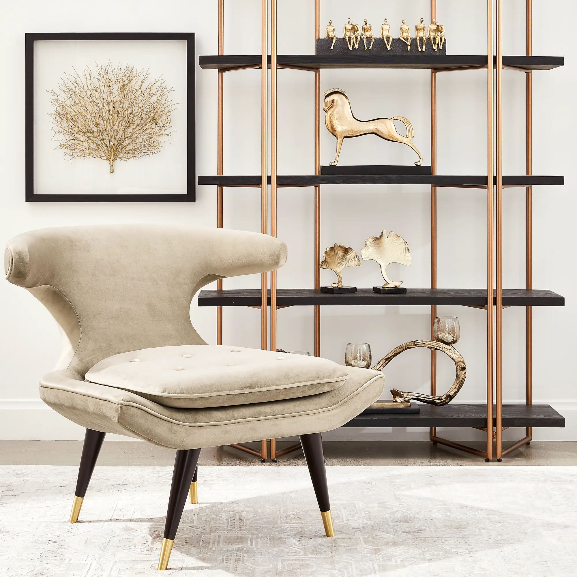 Tarrington Beige Velvet Occasional Chair