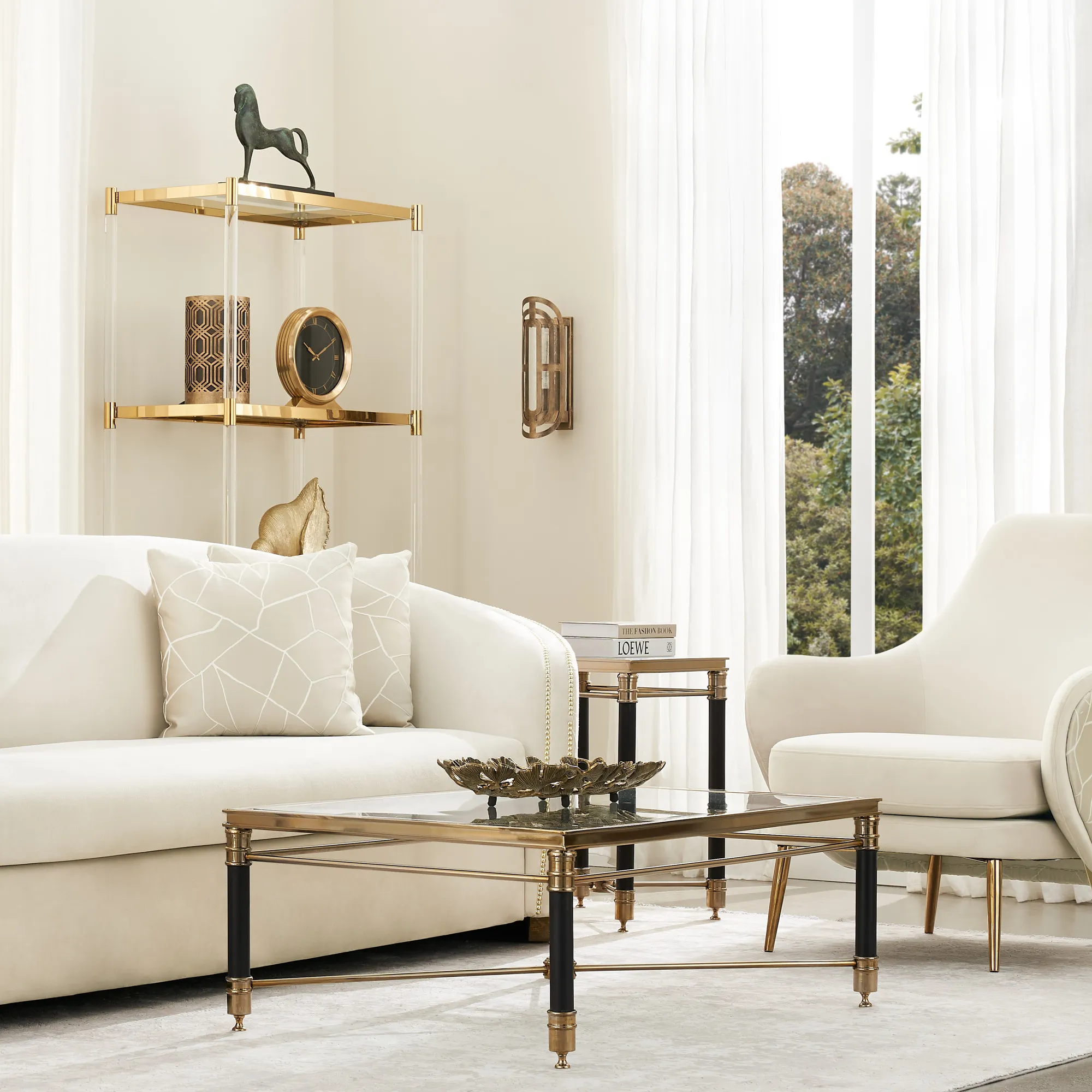 Anya Cream Velvet with Back Pattern Occasional Chair