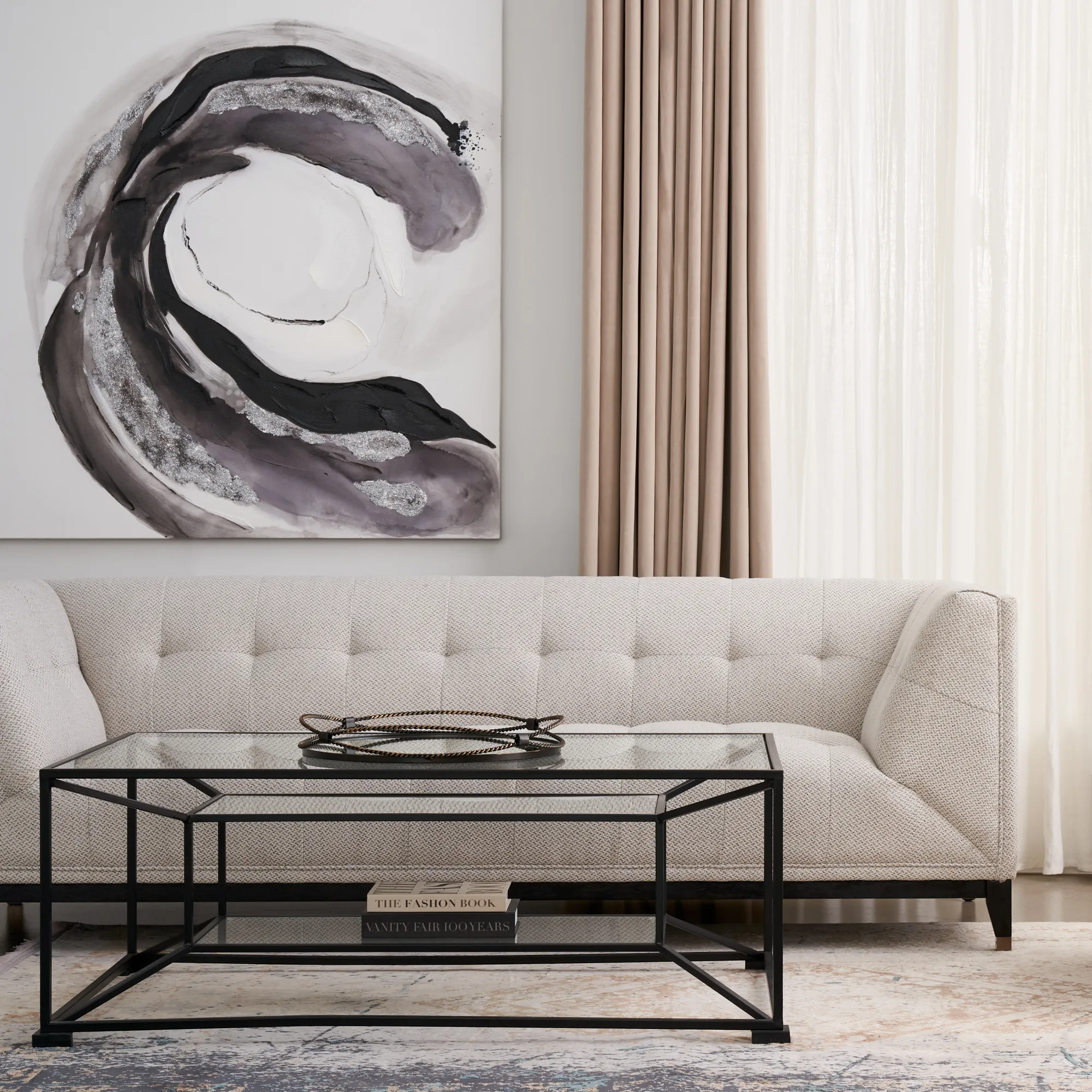 Humphrey Ash Grey Fabric 3-Seater Sofa