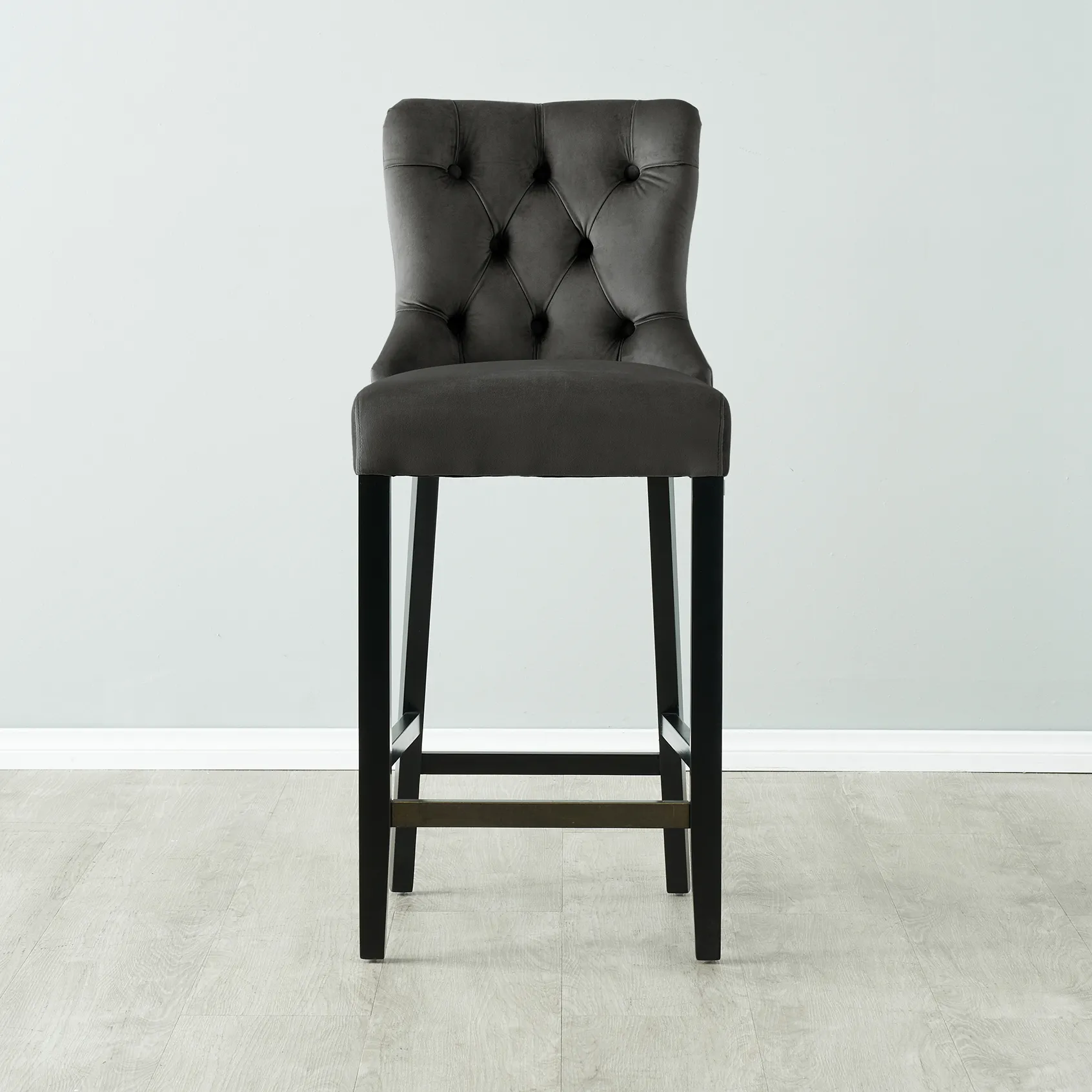 Saxon Charcoal Velvet Bar Stool