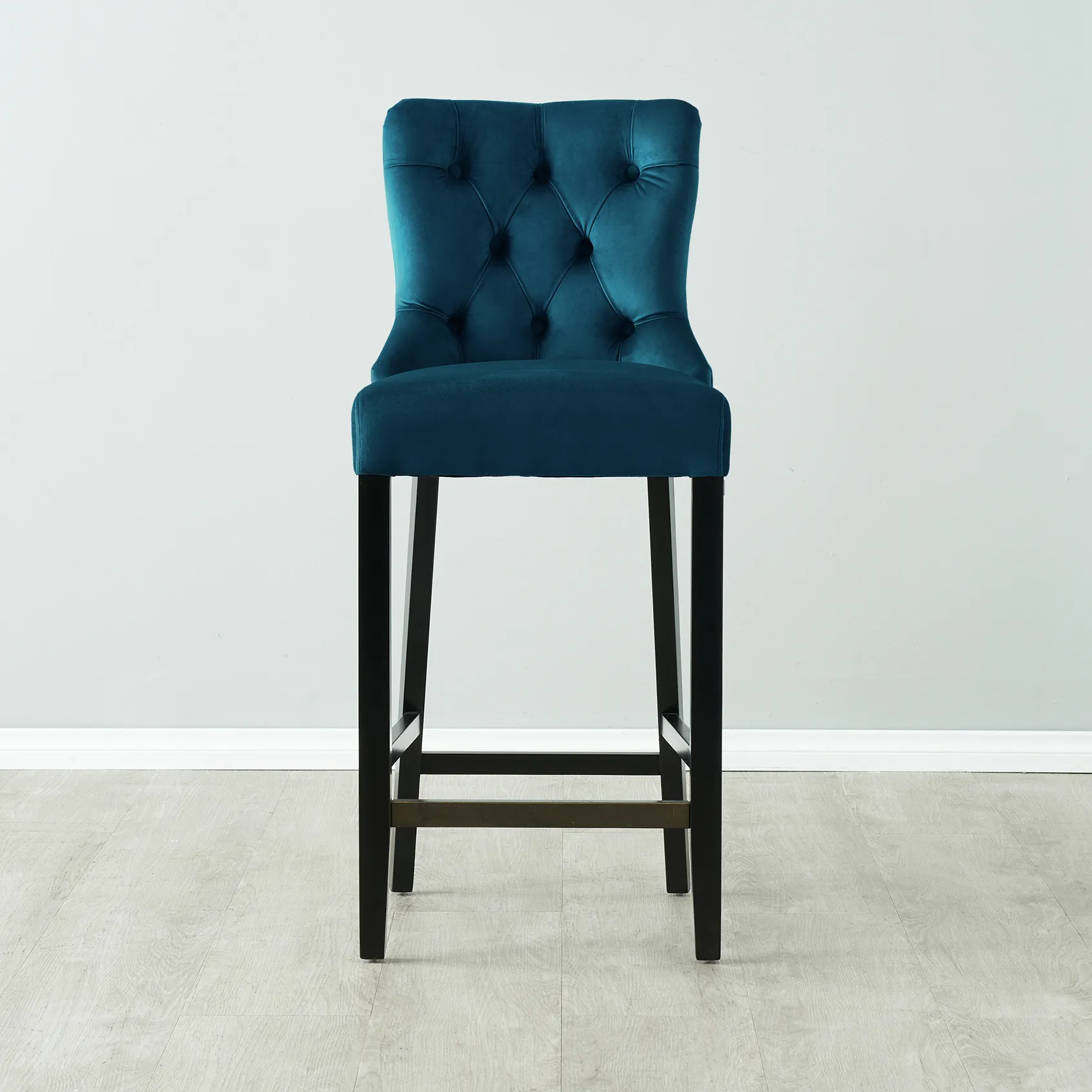 Saxon Peacock Blue Velvet Bar Stool
