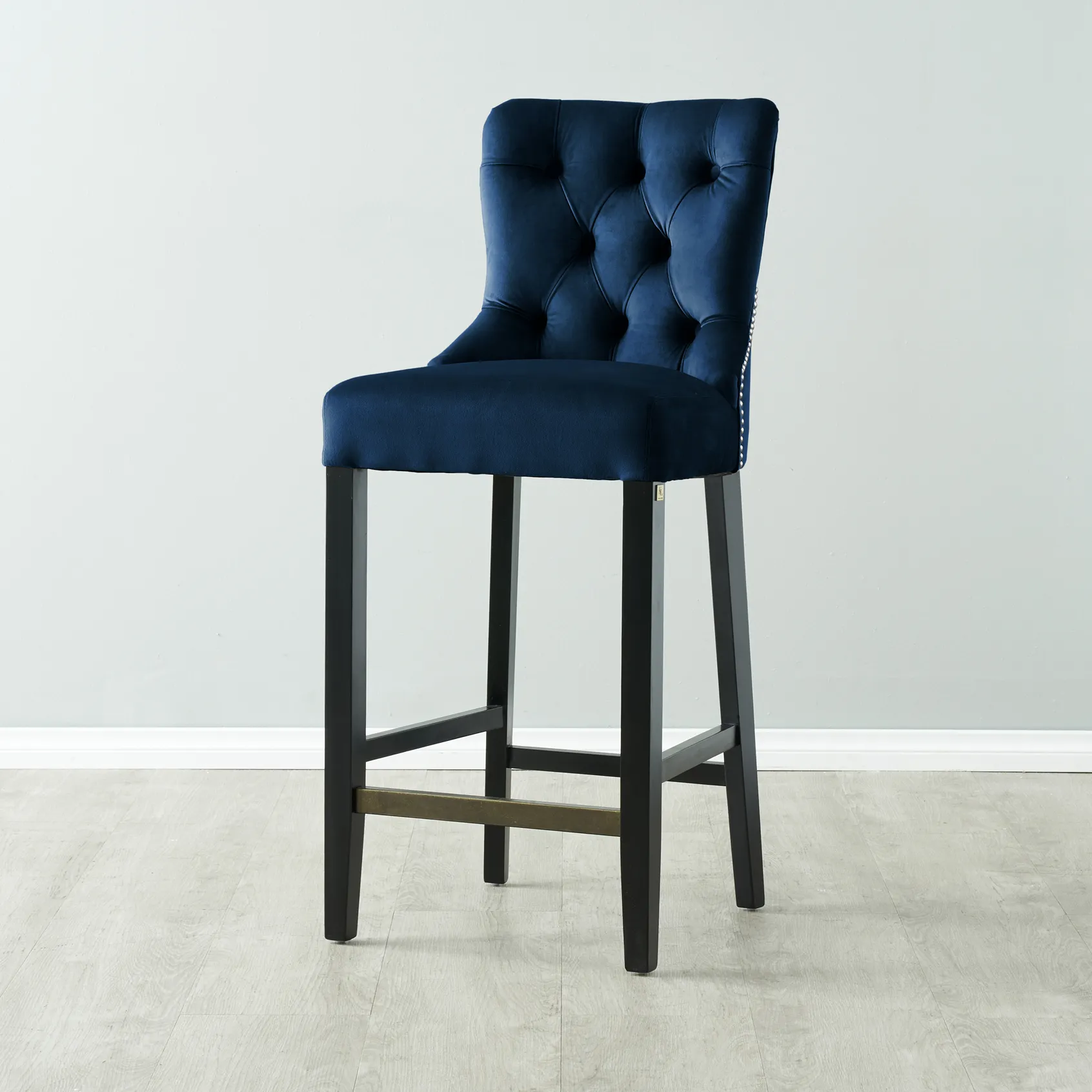 Saxon Navy Velvet Bar Stool